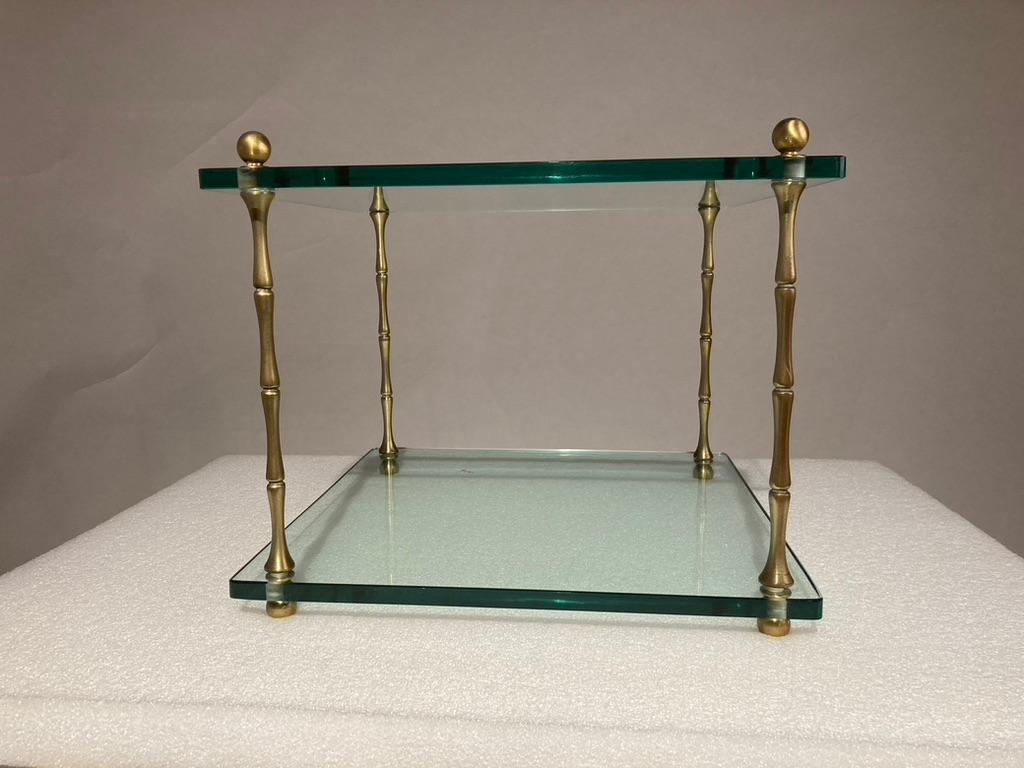 Pair Italian Mid Century Modern Glass and Brass Side Tables For Sale 8