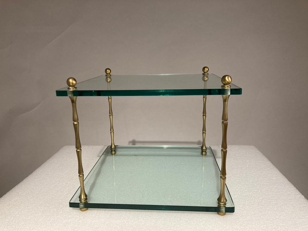 Pair Italian Mid Century Modern Glass and Brass Side Tables For Sale 11