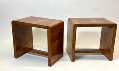 Pair European Mid-century Elm Wood Benches / End Tables, Style Jean-Michel Frank