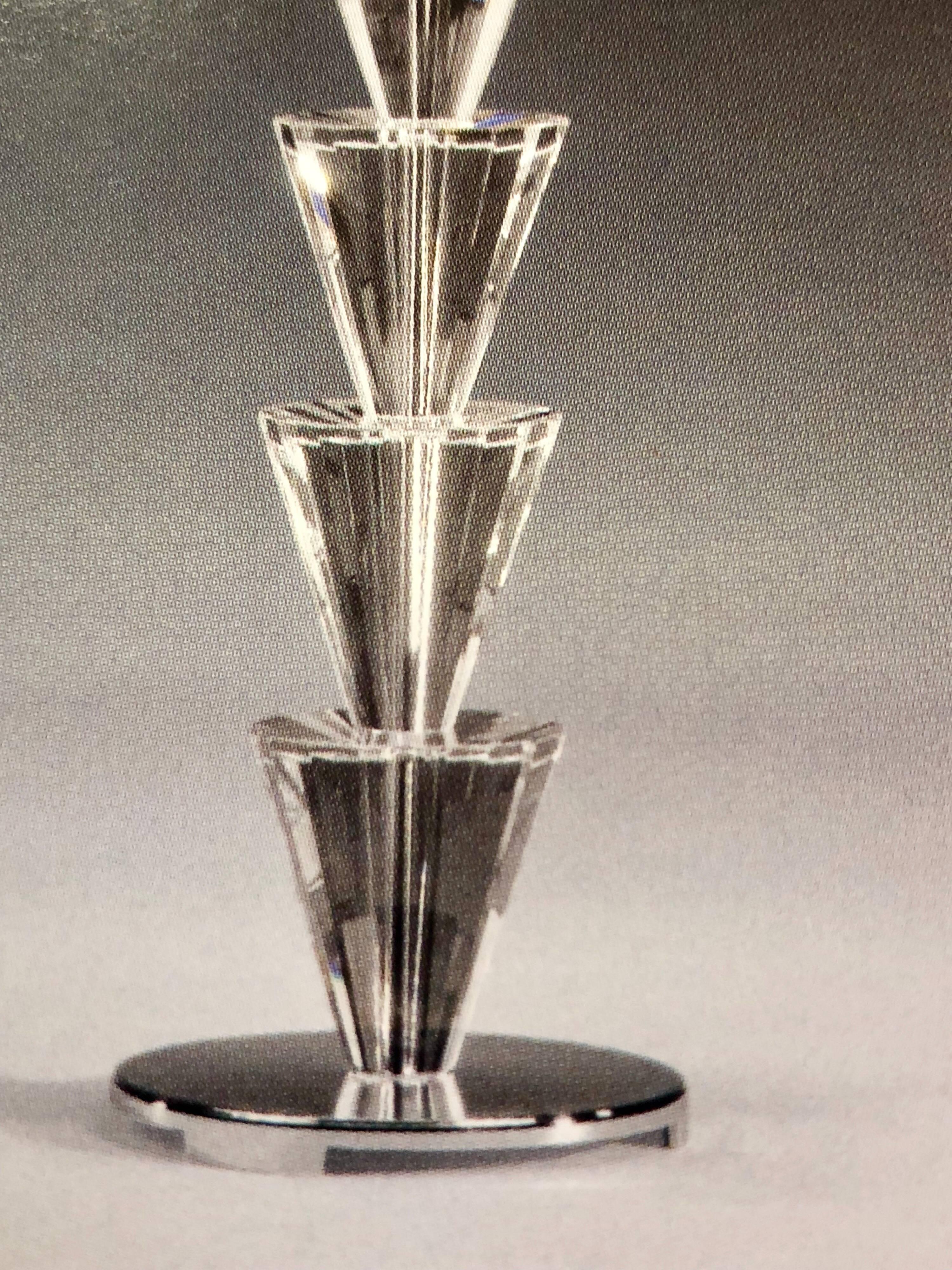 20th Century Italian Mid-Century Modern Style Crystal & Silver Table Lamps Fontana Arte, Pair