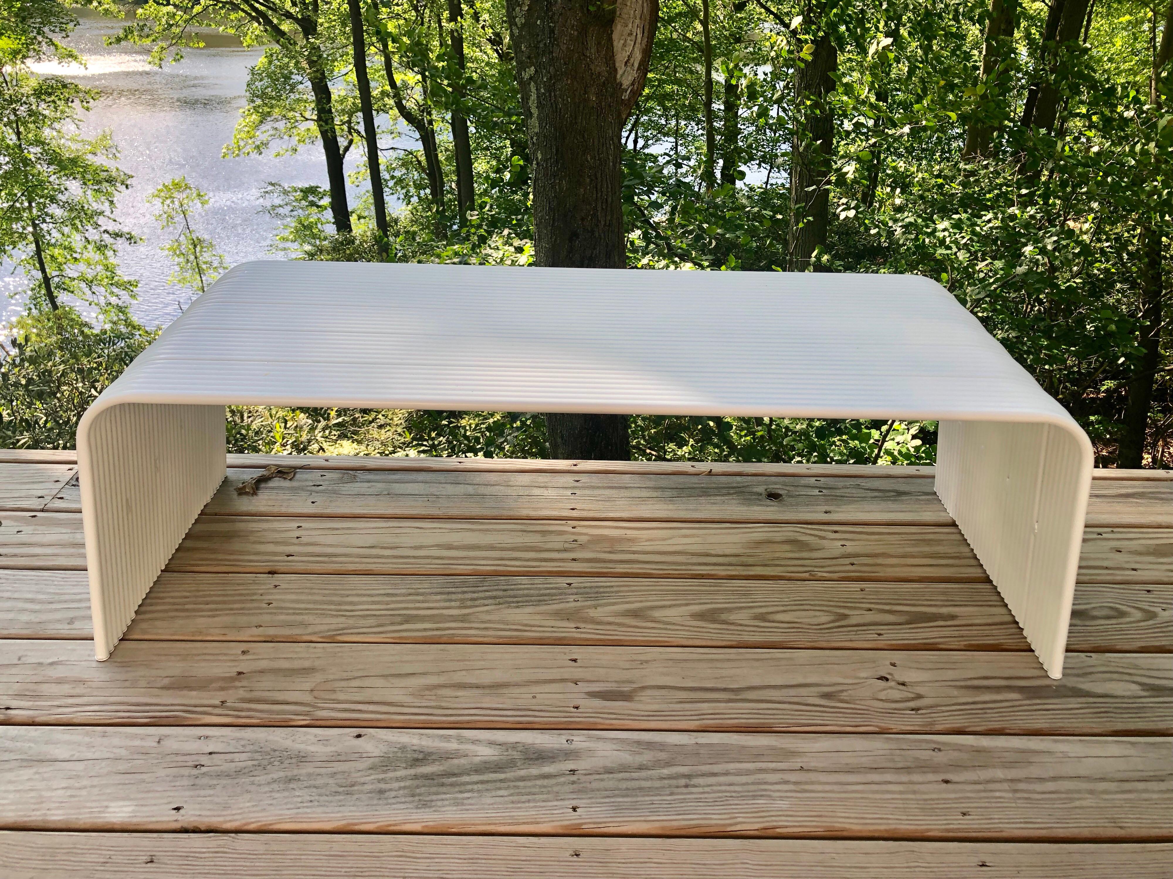 Pair of Italian Mid-Century Modern White Enameled Aluminum Benches, Superstudio 8