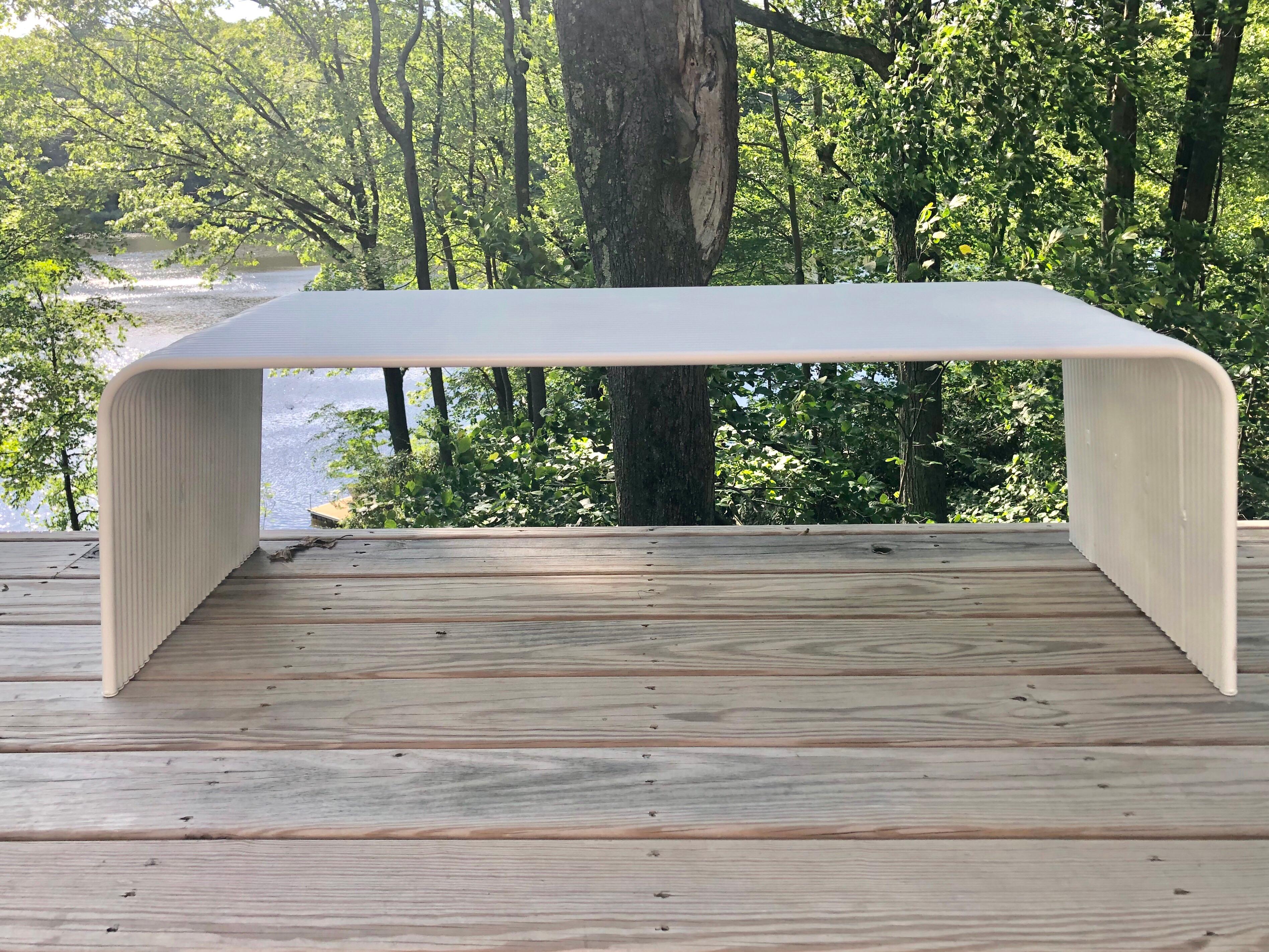 Pair of Italian Mid-Century Modern White Enameled Aluminum Benches, Superstudio 9