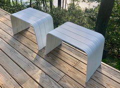 Pair of Italian Mid-Century Modern White Enameled Aluminum Benches, Superstudio