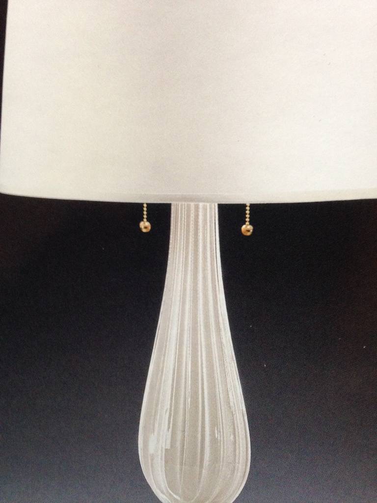 Mid-Century Modern Italian Modern Neoclassical White & Gold Murano/Venetian Glass Table Lamps, Pair