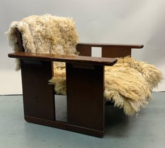 PAIR Italian Mid-Century Rationalist Armchairs, Sheepskin Coverings, G Terragni