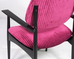 Pair of Italian Midcentury Side Chairs with New Ribbed Velvet Upholstery