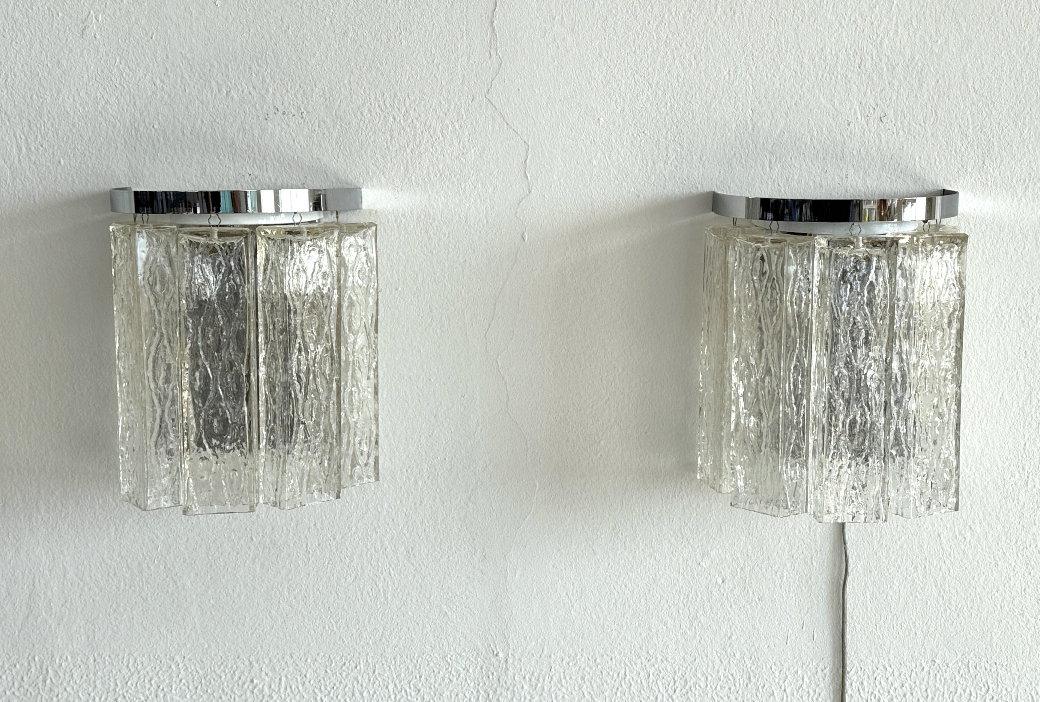 Paire d'appliques murales design en verre de Murano Corteccia du milieu du siècle dernier, 1970 en vente 2