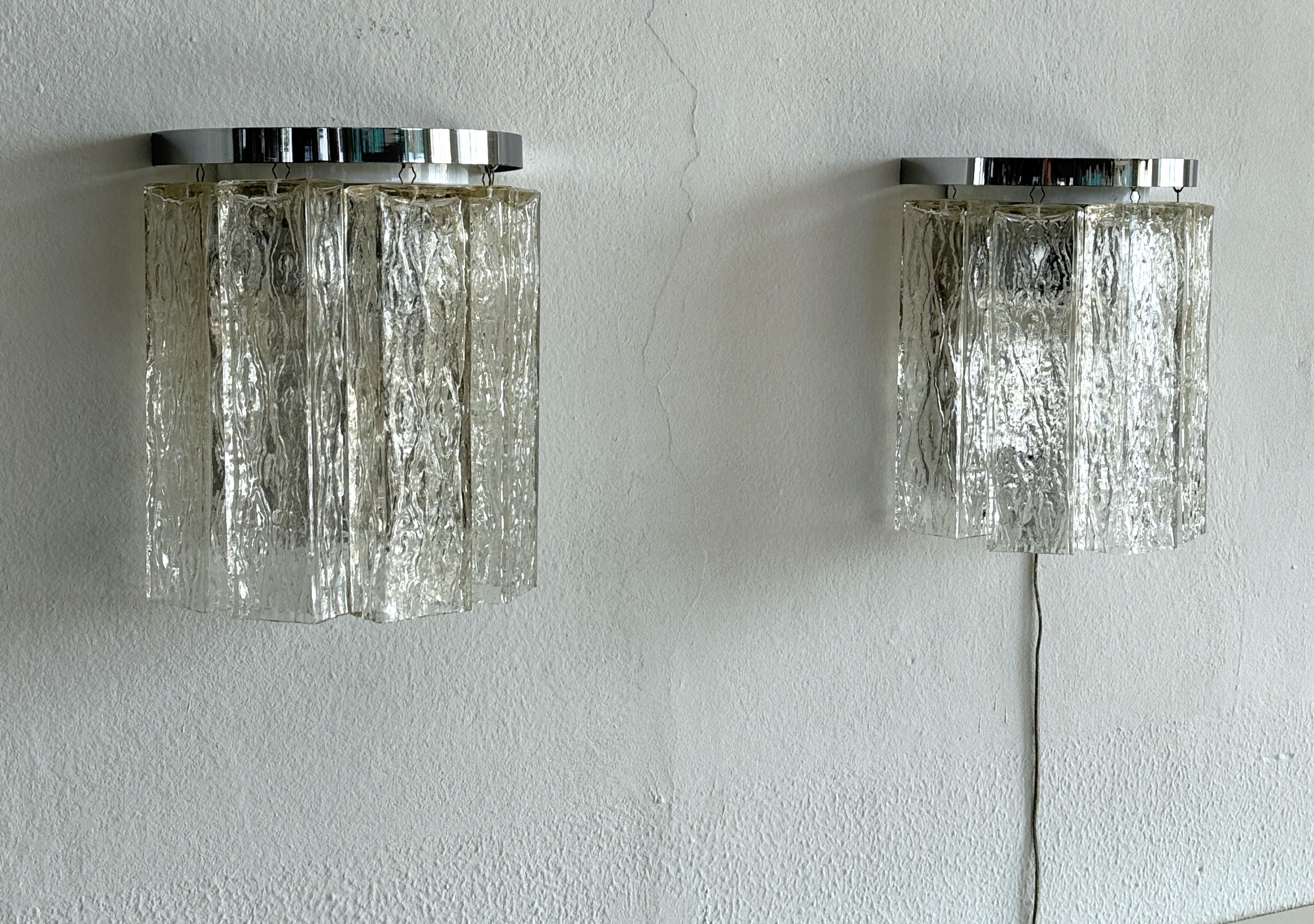 Paire d'appliques murales design en verre de Murano Corteccia du milieu du siècle dernier, 1970 en vente 3