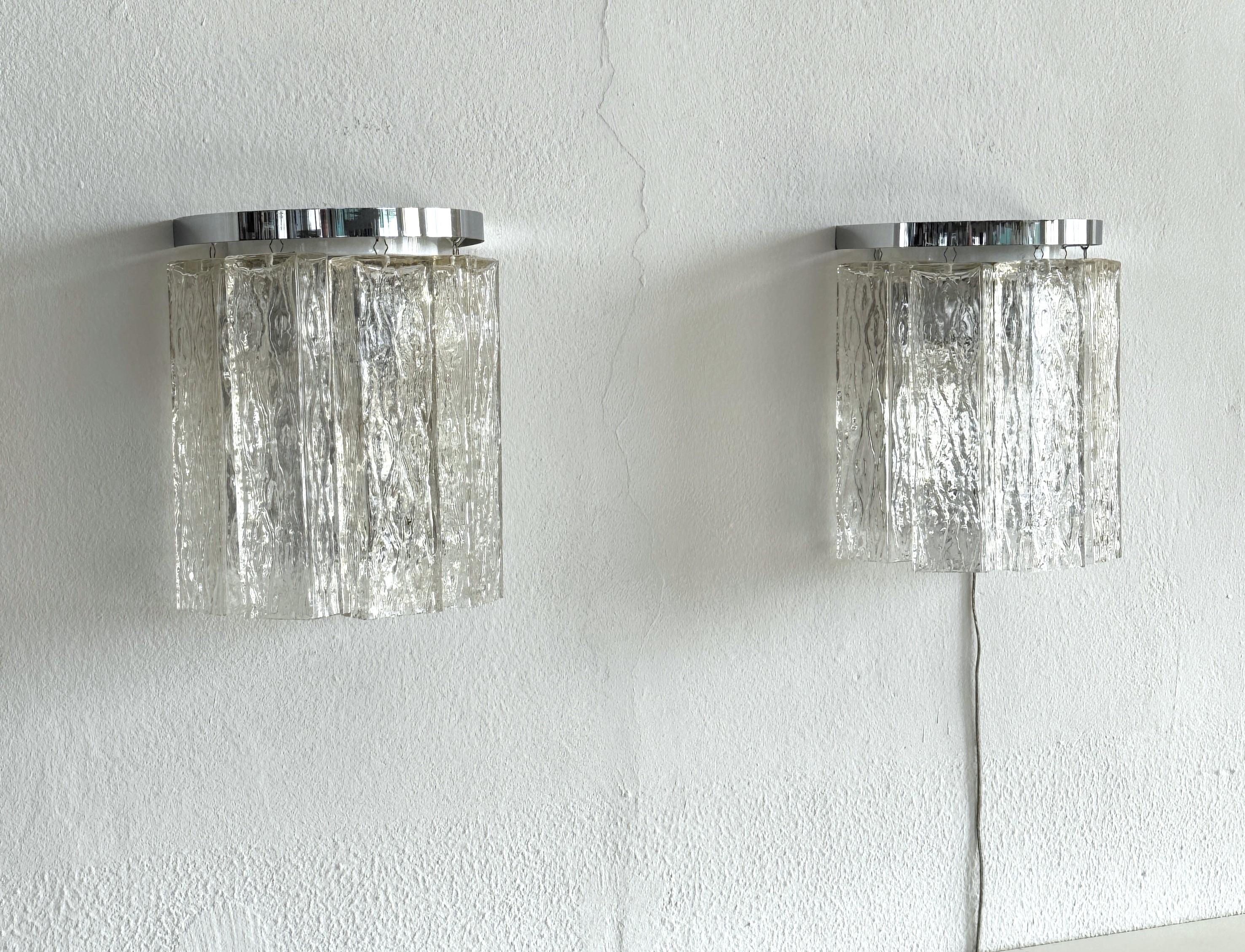 Paire d'appliques murales design en verre de Murano Corteccia du milieu du siècle dernier, 1970 en vente 4