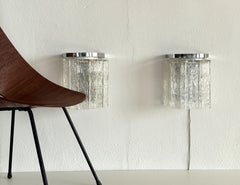 Pair Italian Midcentury Murano Corteccia Glass Designer Wall Sconces, 1970s