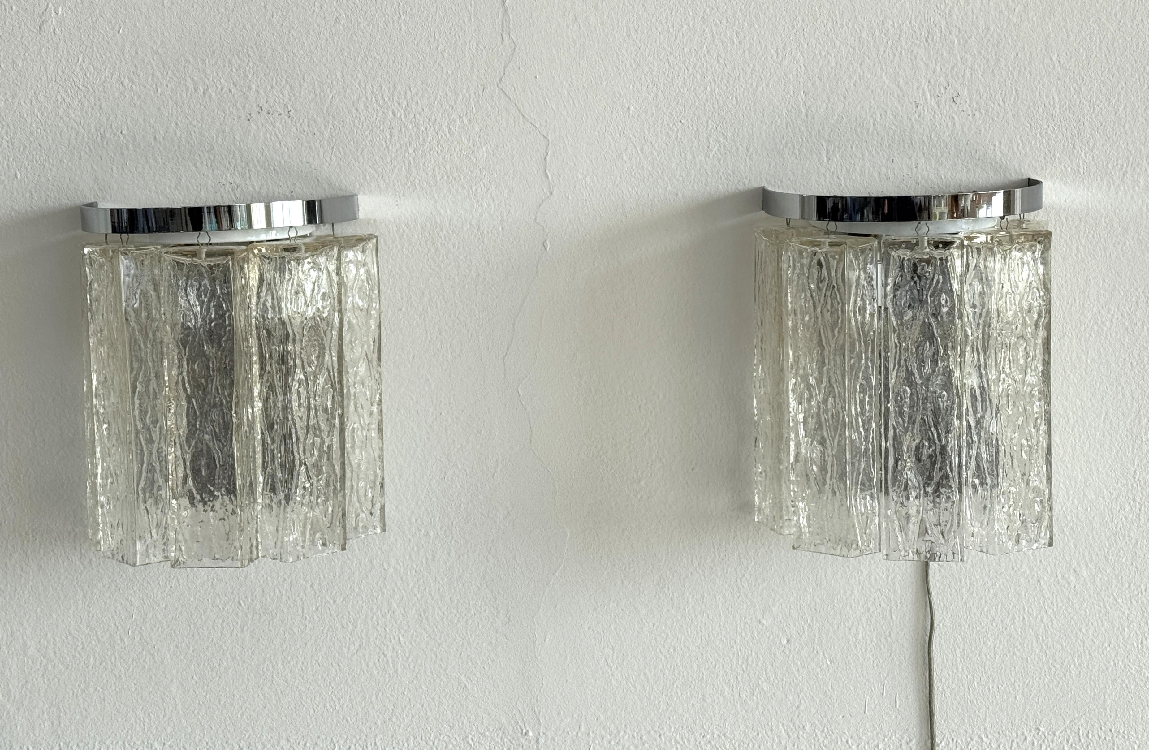 Fait main Paire d'appliques murales design en verre de Murano Corteccia du milieu du siècle dernier, 1970 en vente