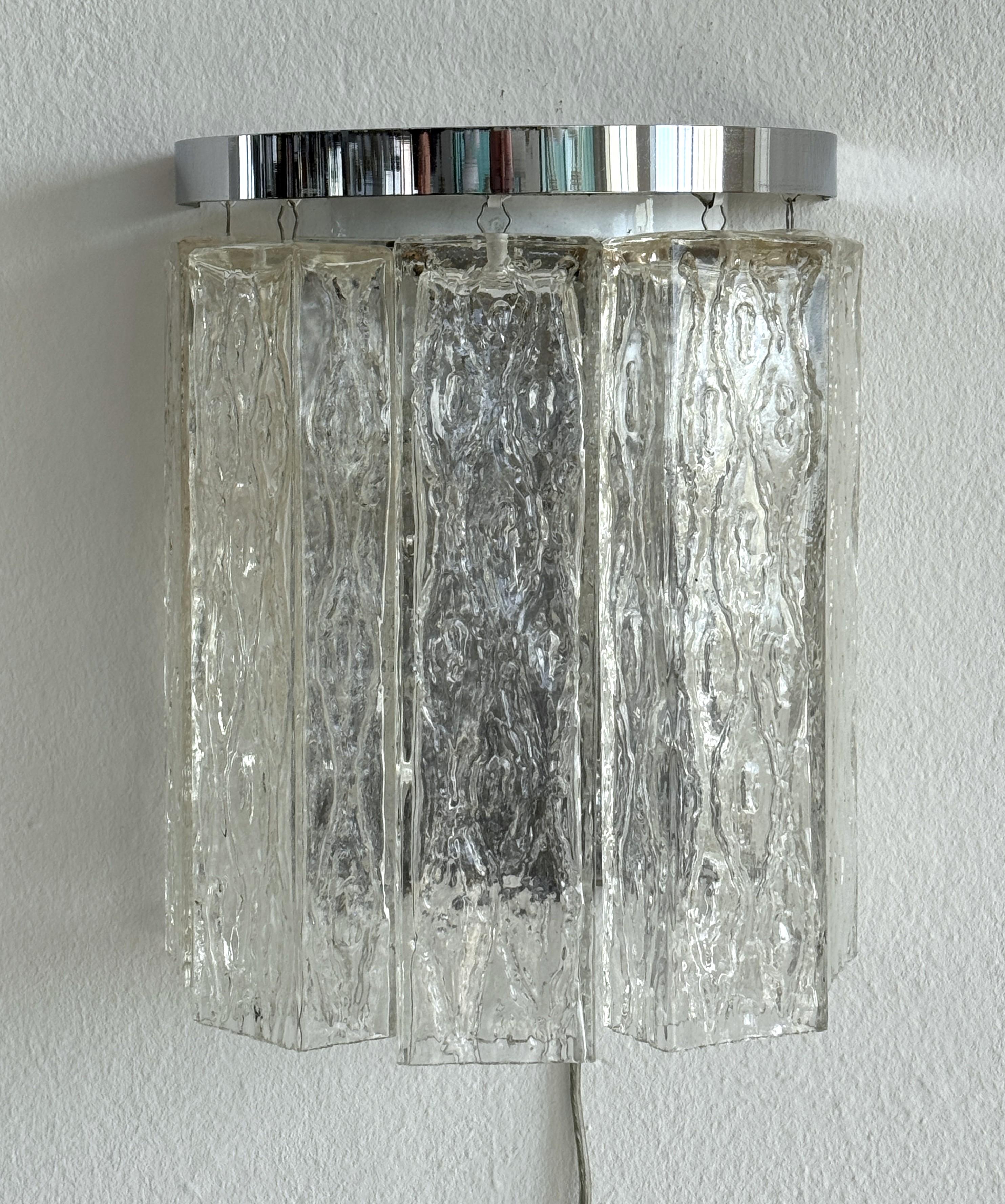 Paire d'appliques murales design en verre de Murano Corteccia du milieu du siècle dernier, 1970 en vente 1