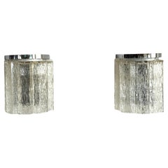 Pareja de apliques de diseño italianos de mediados de siglo en cristal de Murano Corteccia, años 70