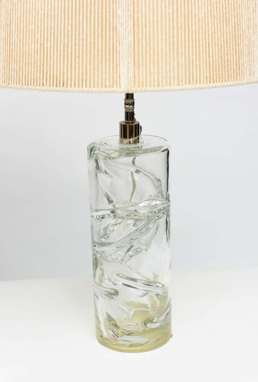 Pair Italian Modern Hand Blown Glass Table Lamps, Murano, 1950s For Sale 1