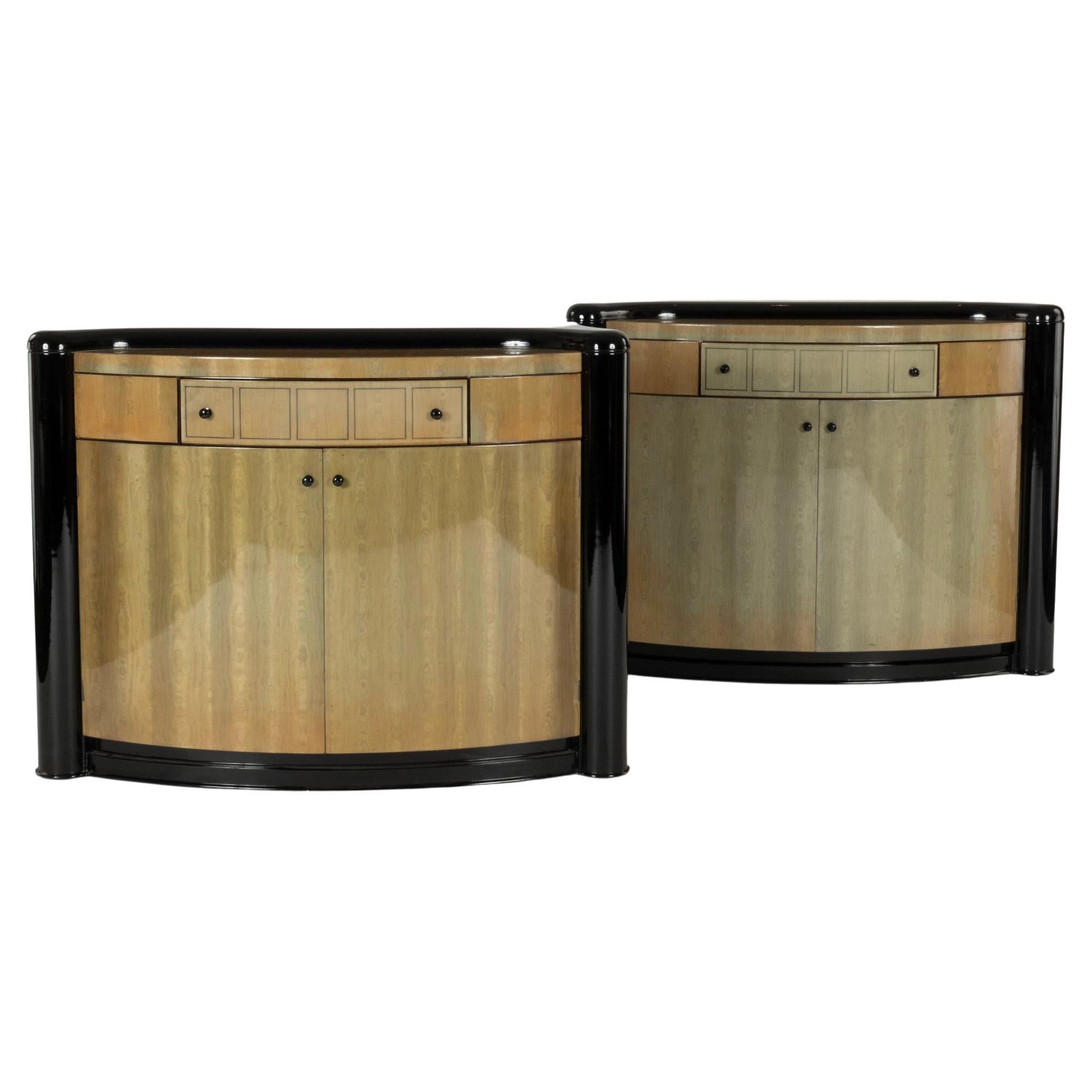 Pair Italian Modern Lacquered Console Cabinets For Sale