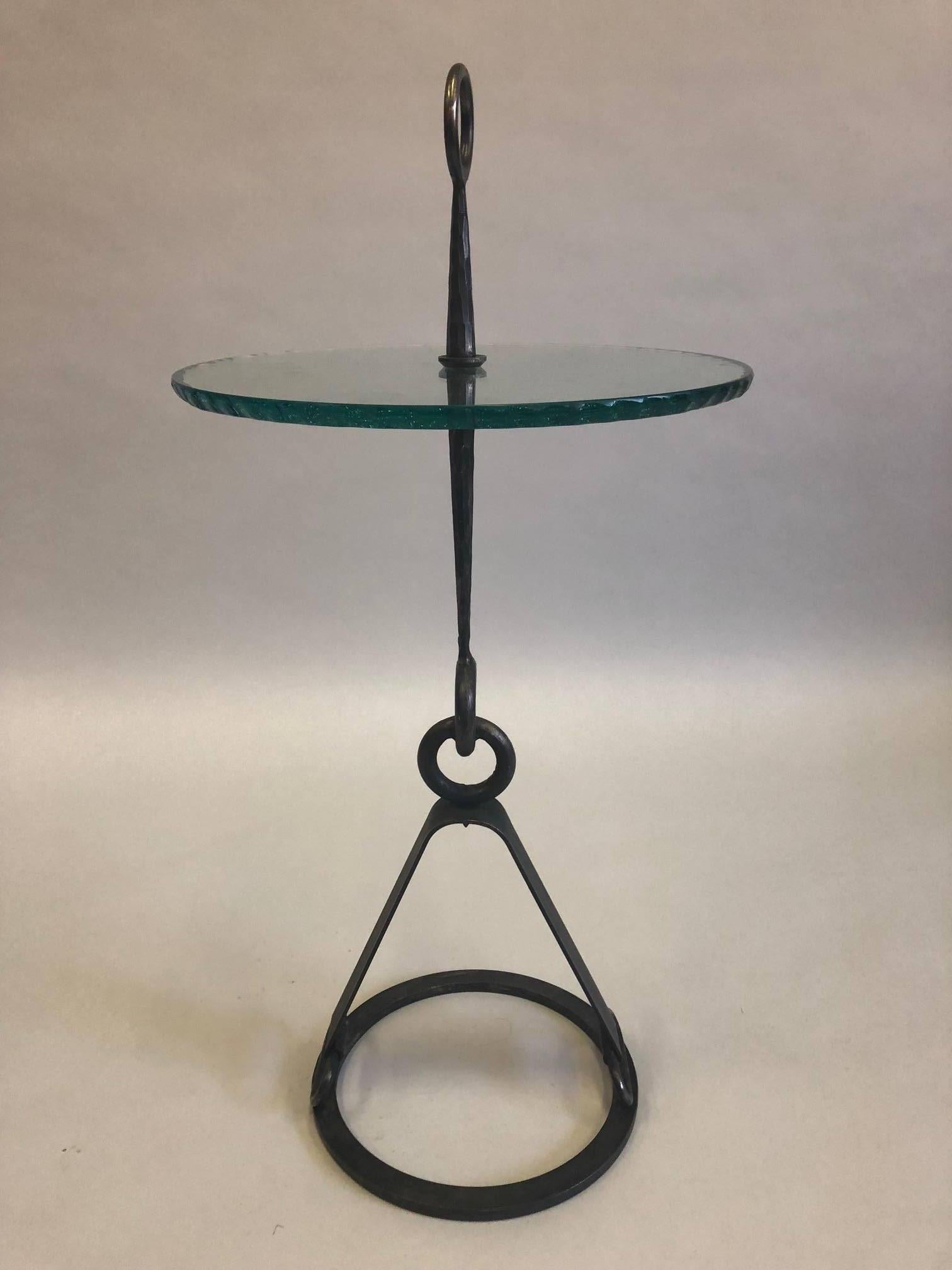 Italian Pair of Modern Neoclassical Wrought Iron Side Tables, Giovanni Banci and Hermes