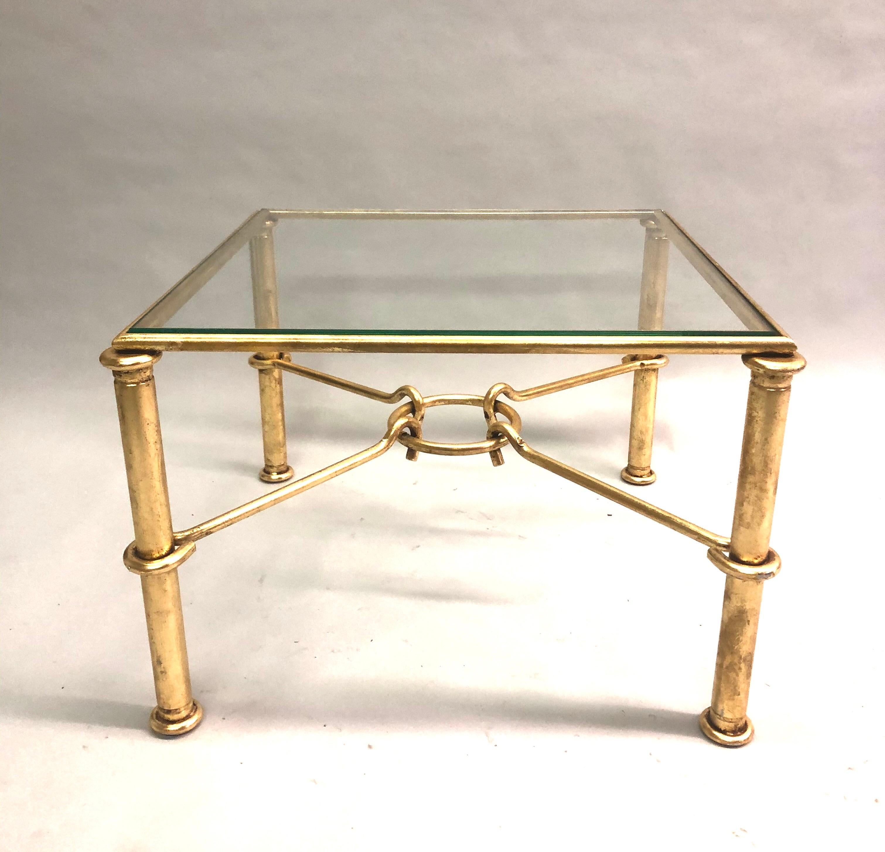 Pair of Modern Neoclassical Gilt Iron Side Tables or Coffee Table for Hermes In Good Condition In New York, NY