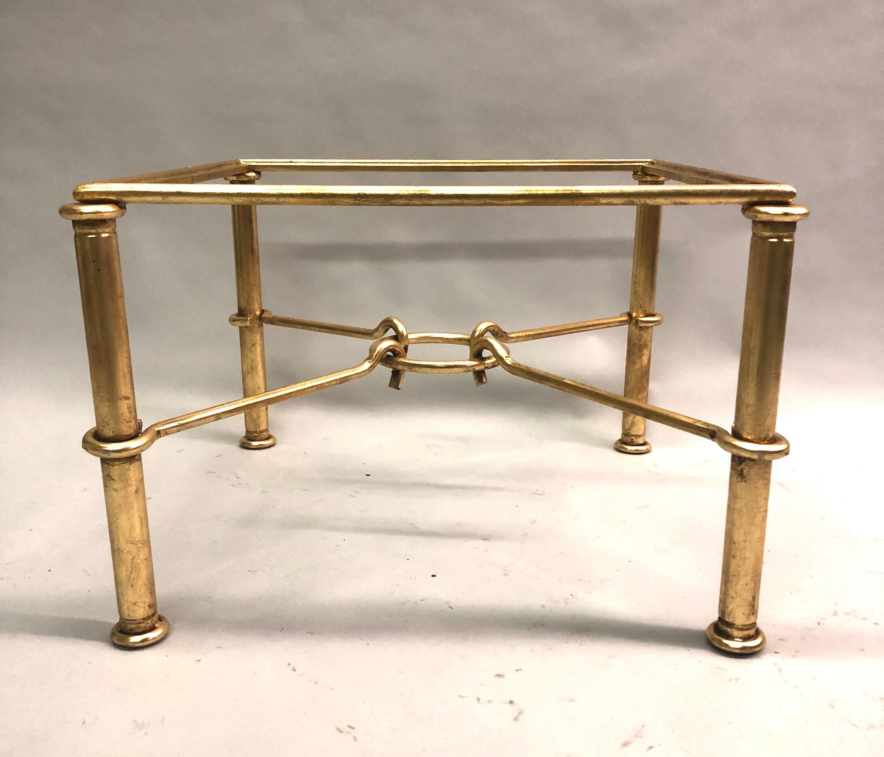 20th Century Pair of Modern Neoclassical Gilt Iron Side Tables or Coffee Table for Hermes