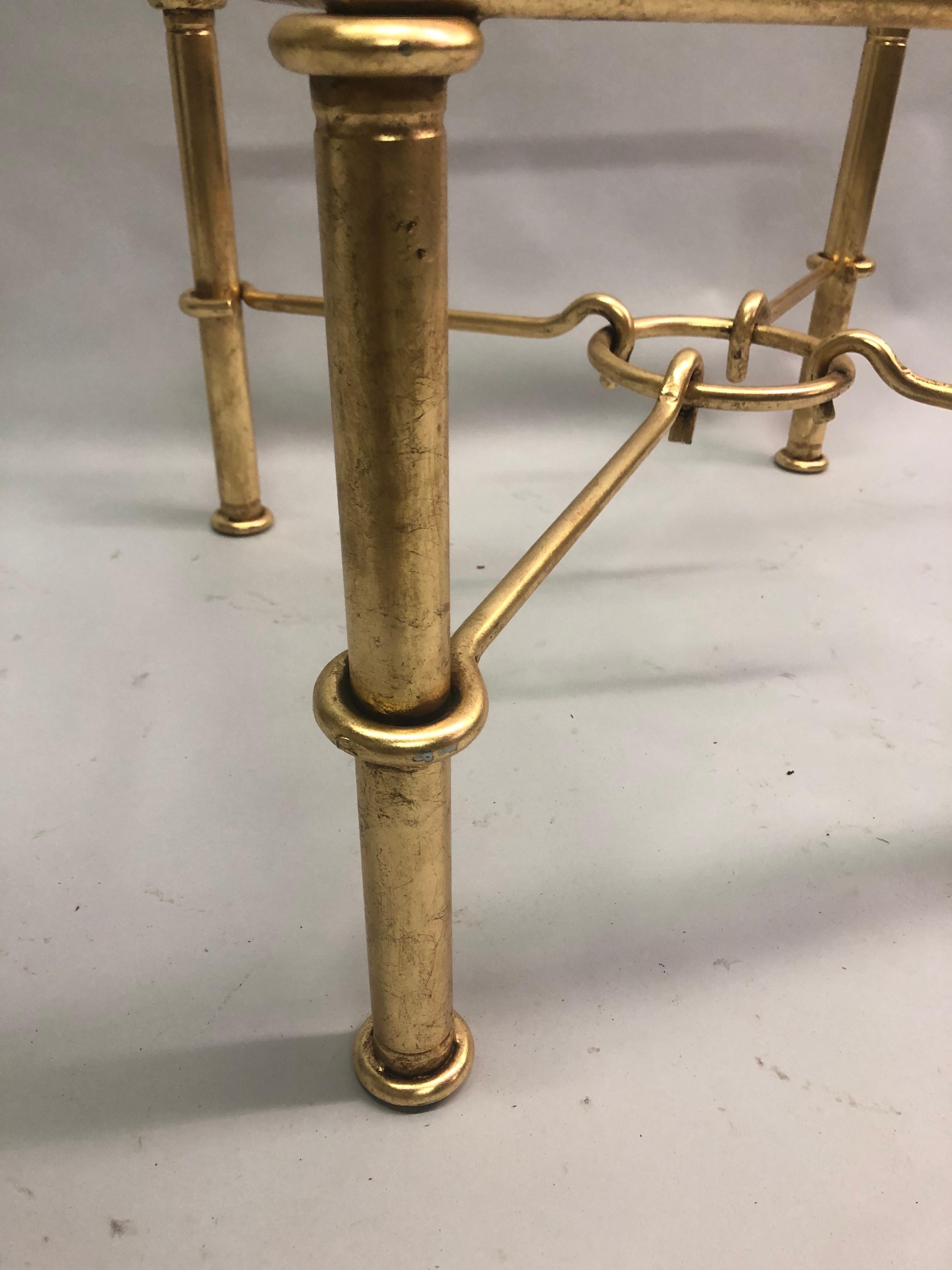 Pair of Modern Neoclassical Gilt Iron Side Tables or Coffee Table for Hermes 1