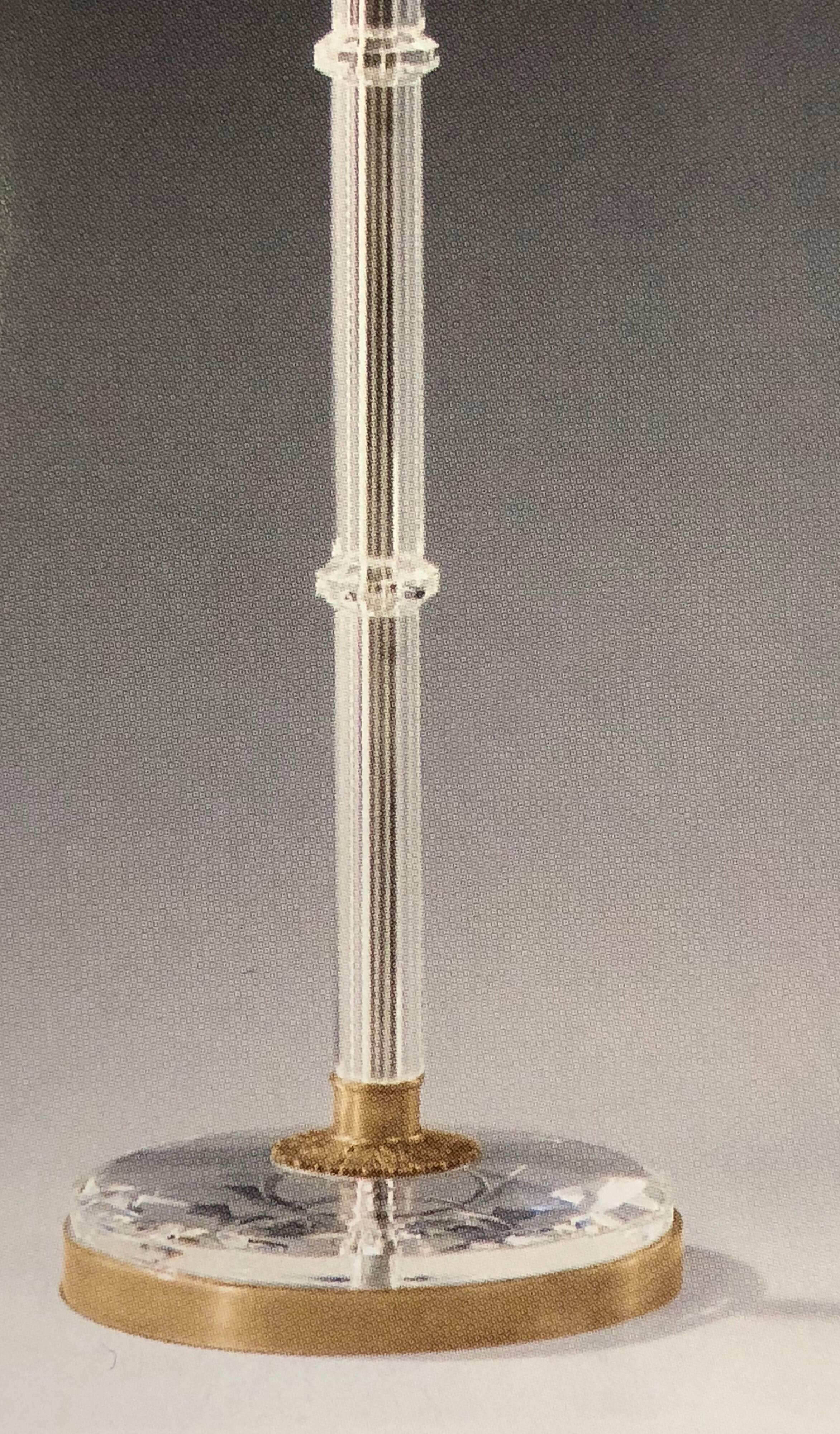 Mid-Century Modern Italian Modern Neoclassical Style Crystal & Brass Floor Lamp, Maison Baguès Pair For Sale