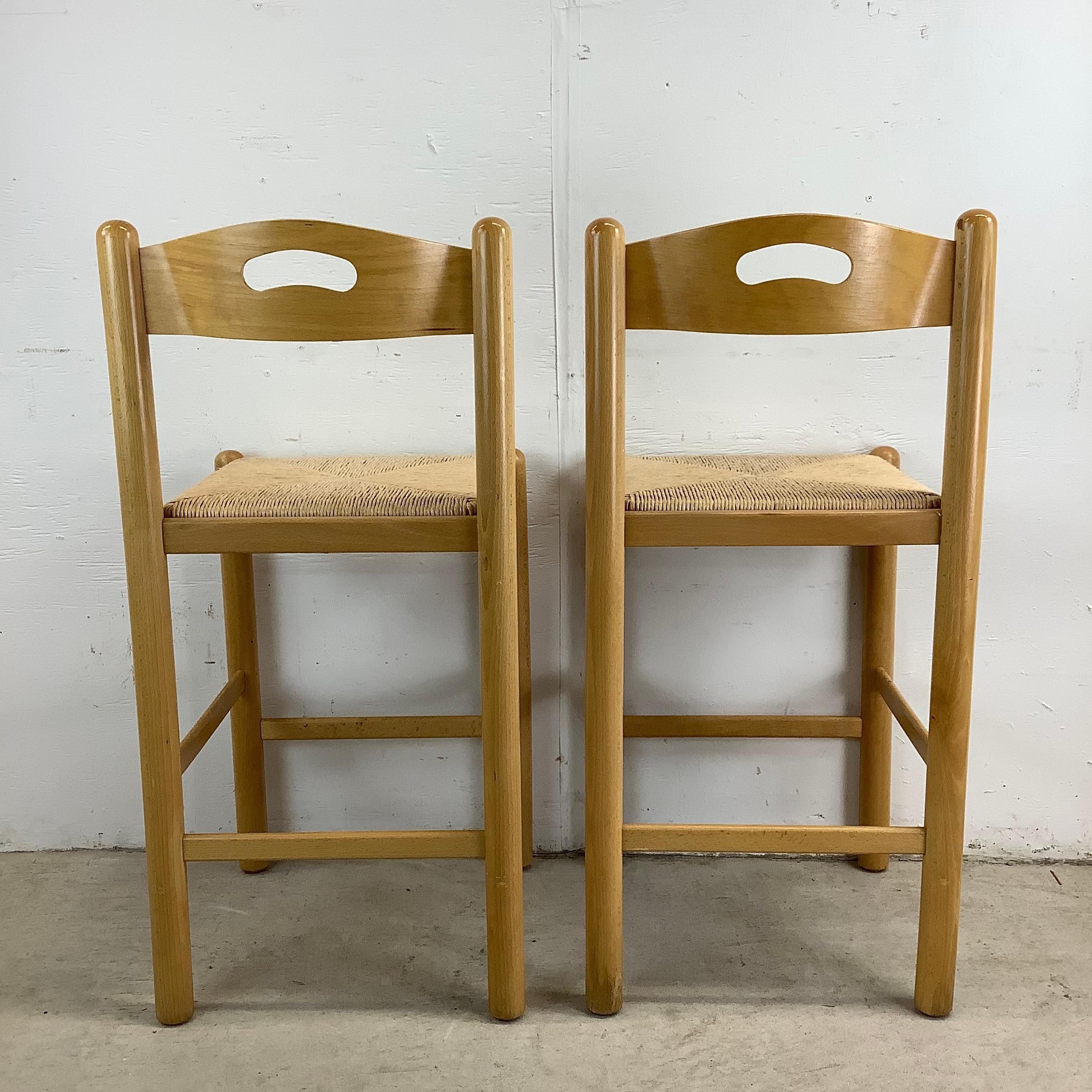 Pair Italian Modern Rush Seat Counterstools 4