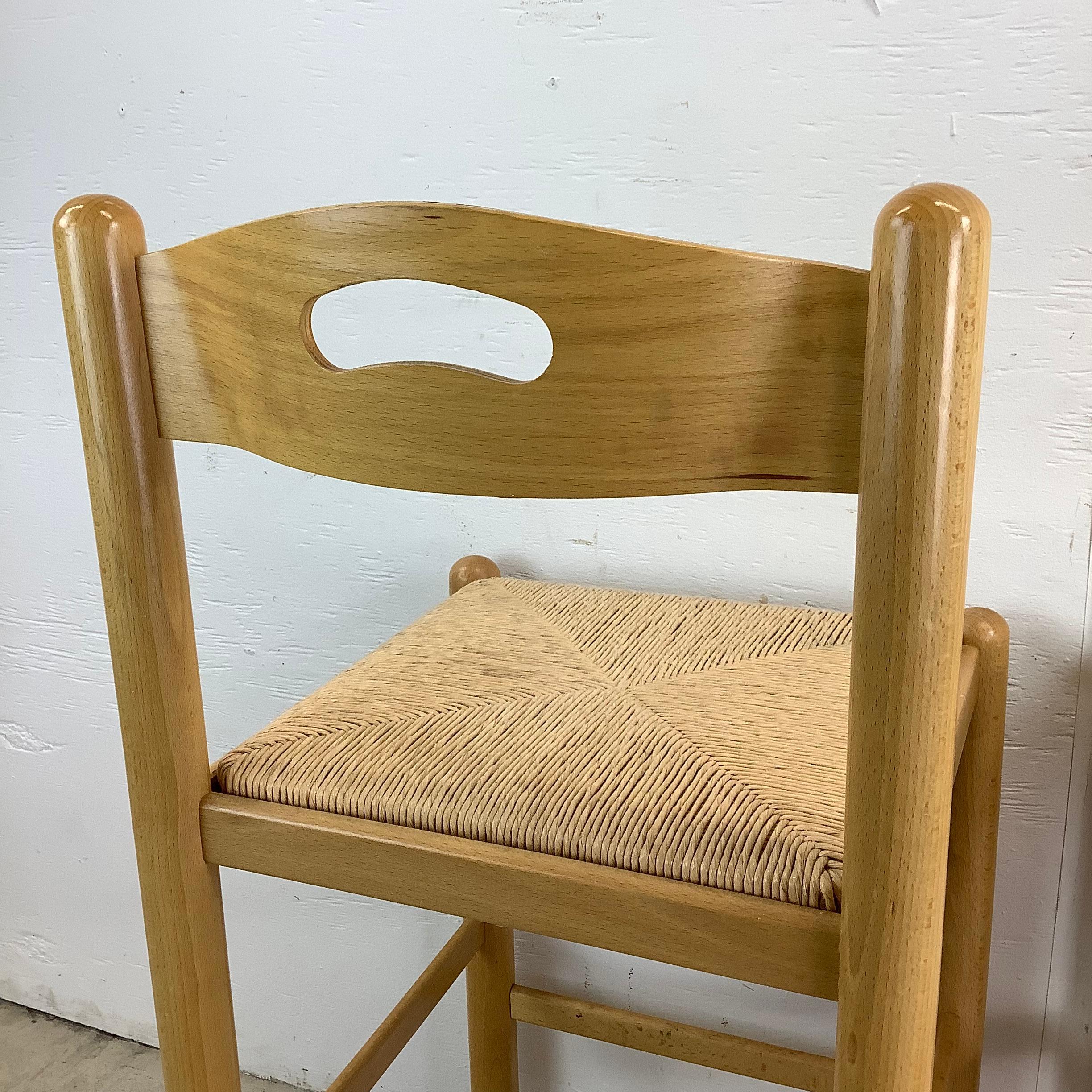 Pair Italian Modern Rush Seat Counterstools 5