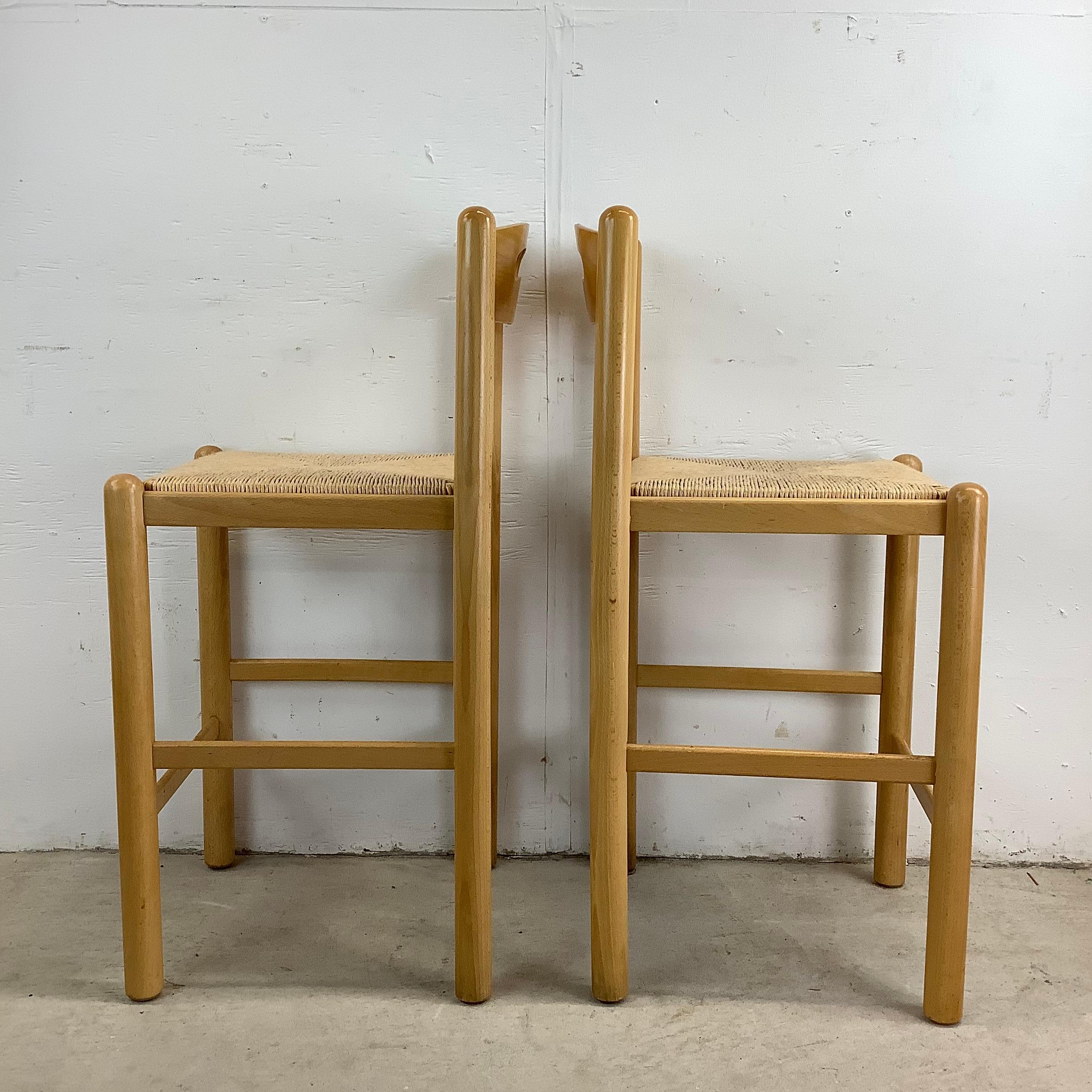 Pair Italian Modern Rush Seat Counterstools 6