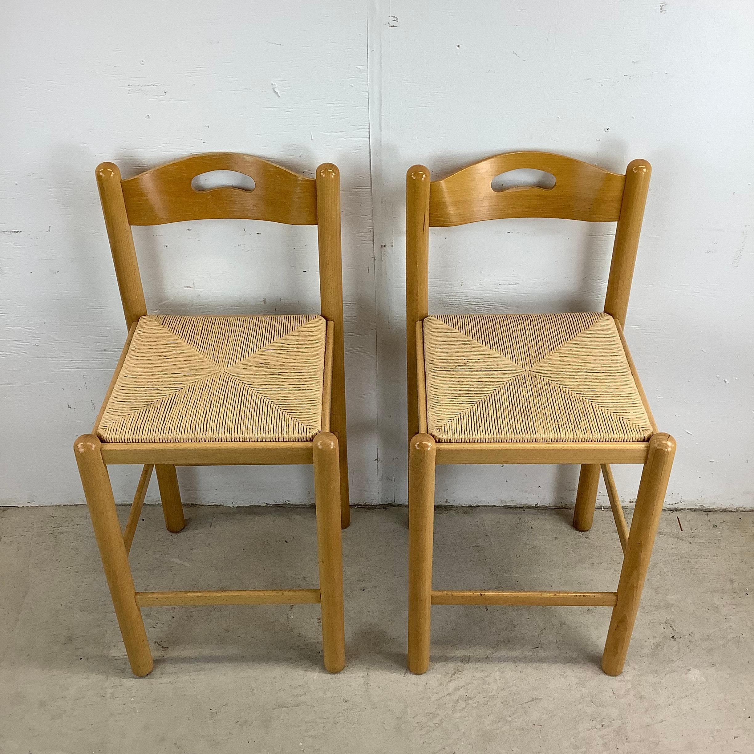 Other Pair Italian Modern Rush Seat Counterstools