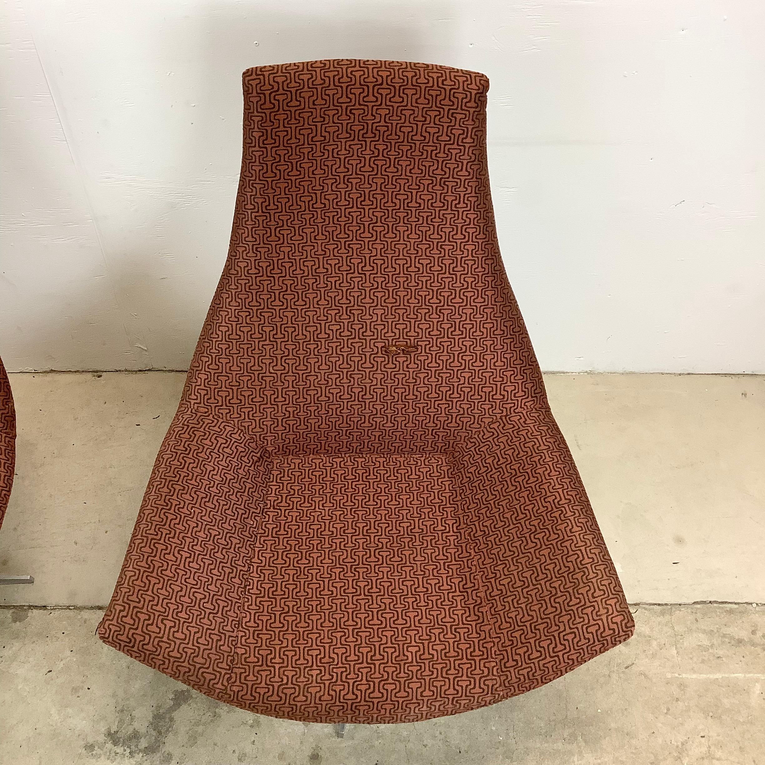Pair Italian Modern Swivel Lounge Chairs 9