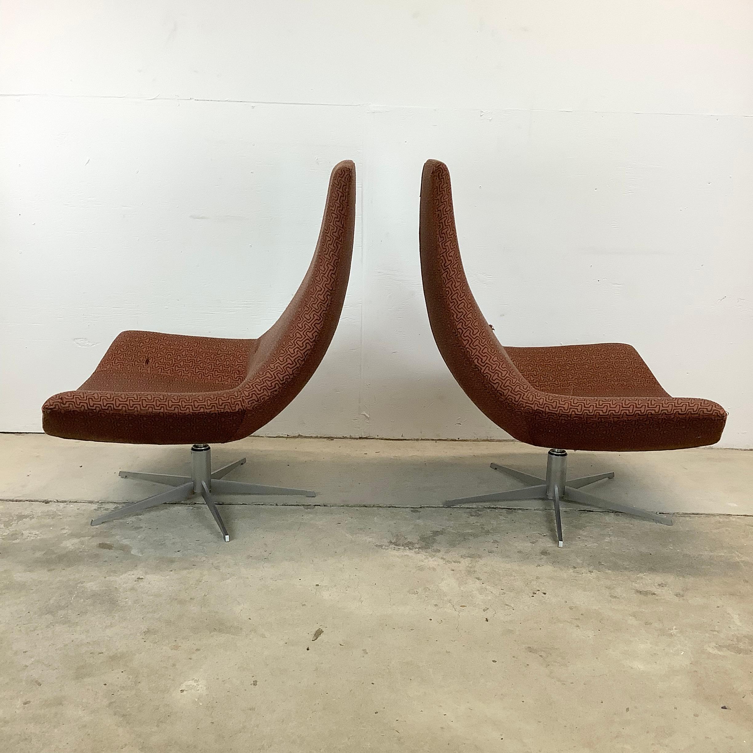 Other Pair Italian Modern Swivel Lounge Chairs