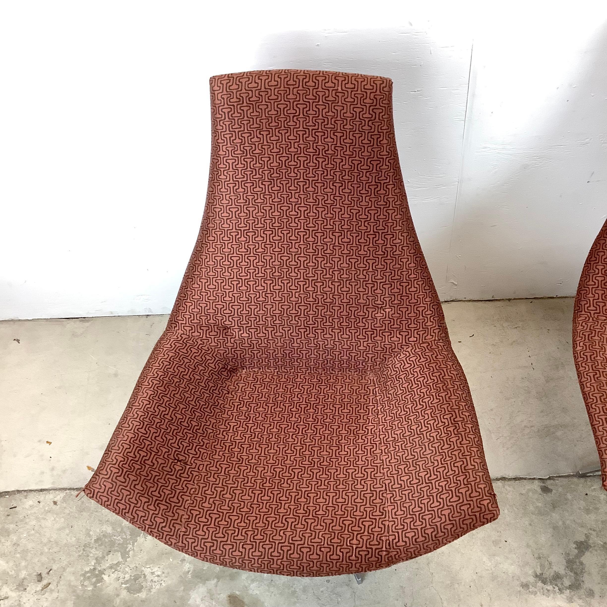 Pair Italian Modern Swivel Lounge Chairs 1