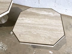 Italian Modern Travertine Marble Low Tables for Jean Charles, Willy Rizzo, Pair