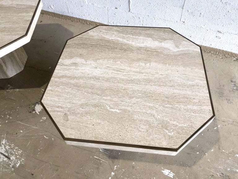 Italian Modern Travertine Marble Low Tables for Jean Charles, Willy