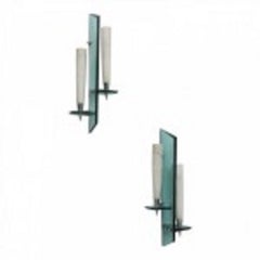 Pair Italian Modern Wall Light Sconces, Max Ingrand for Fontana Arte, 1950s