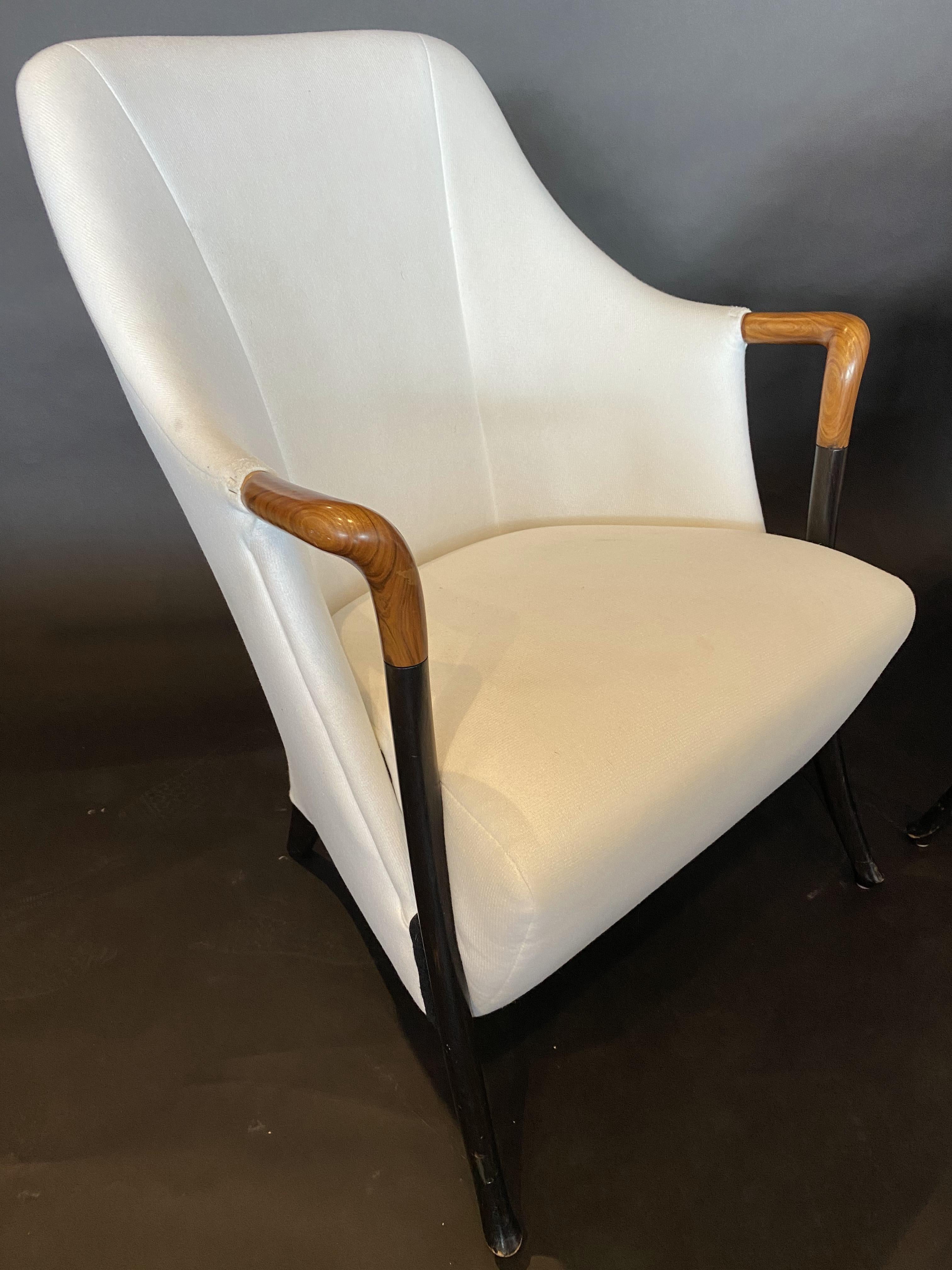 Italian Modern Walnut & Ebonized Club Chairs, Umberto Asnago for Giorgetti, Pair 3