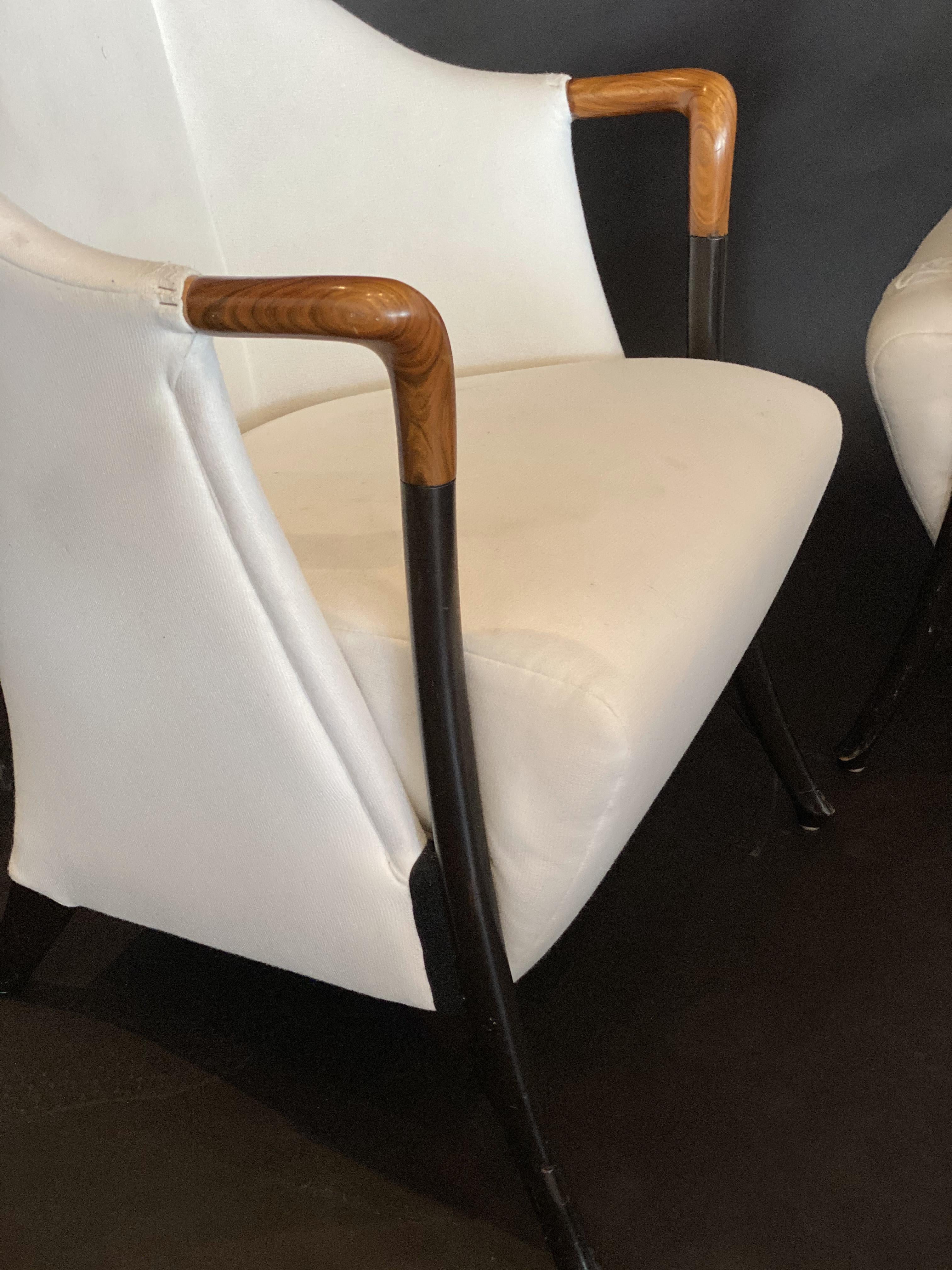 Italian Modern Walnut & Ebonized Club Chairs, Umberto Asnago for Giorgetti, Pair 4