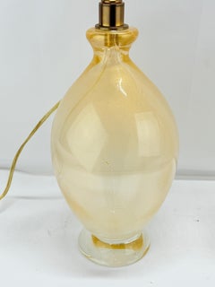 Pair, Italian Murano Aventurine Gold Fleck Table Lamps W/ Matching Finials