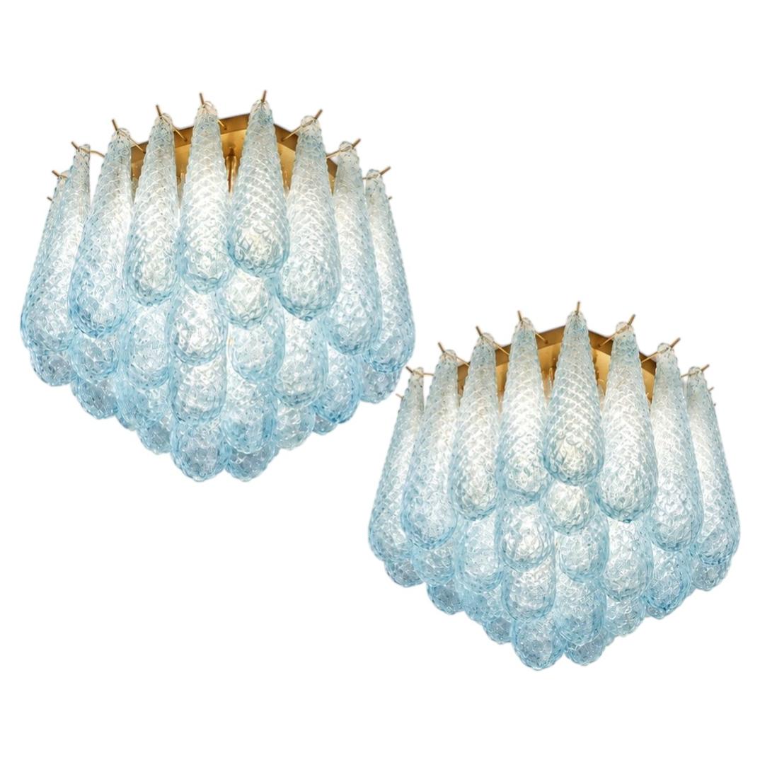 Pair Italian Murano Ceiling Light, Chandeliers For Sale