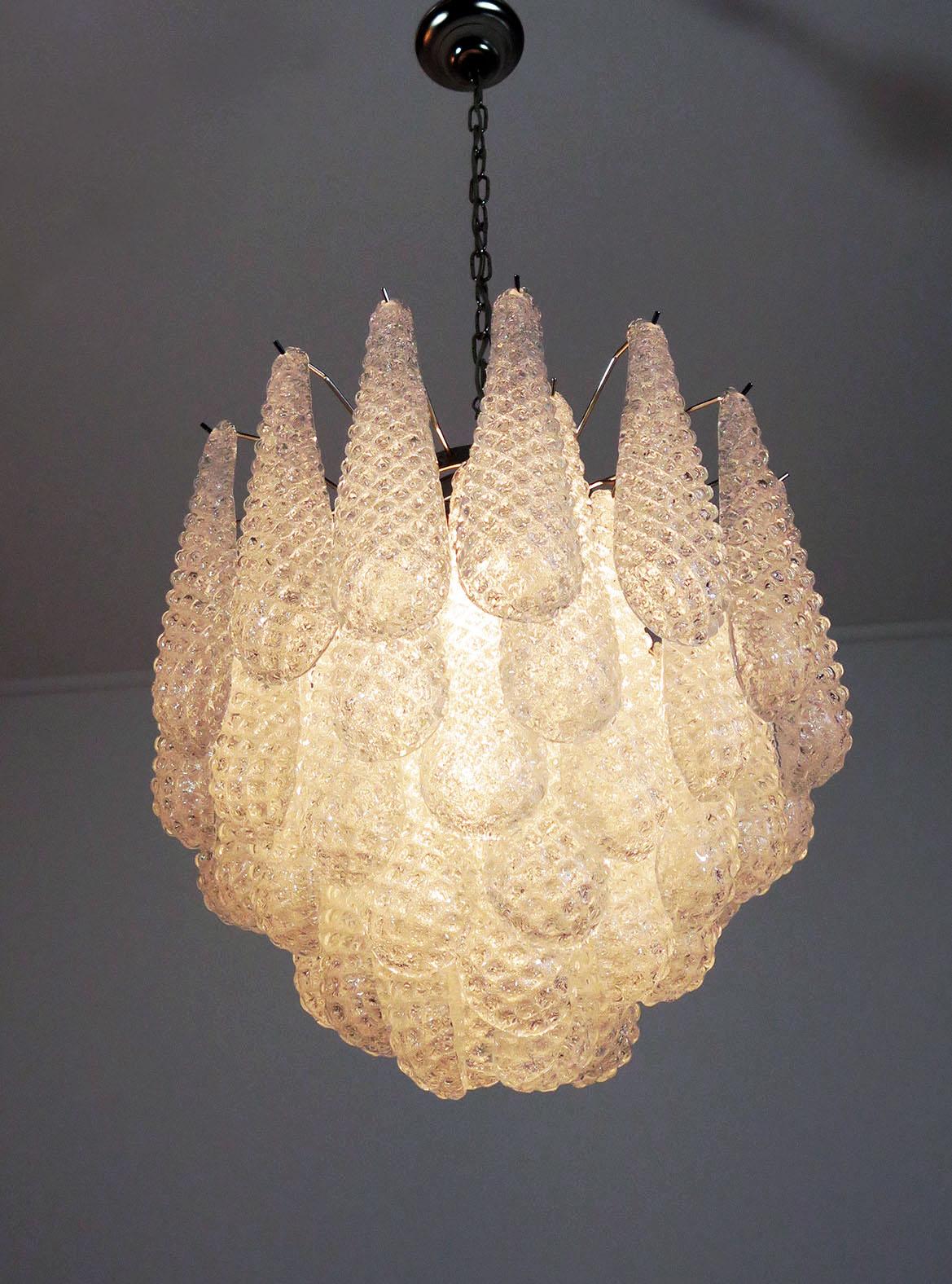 Late 20th Century Pair Italian Murano Chandeliers For Sale