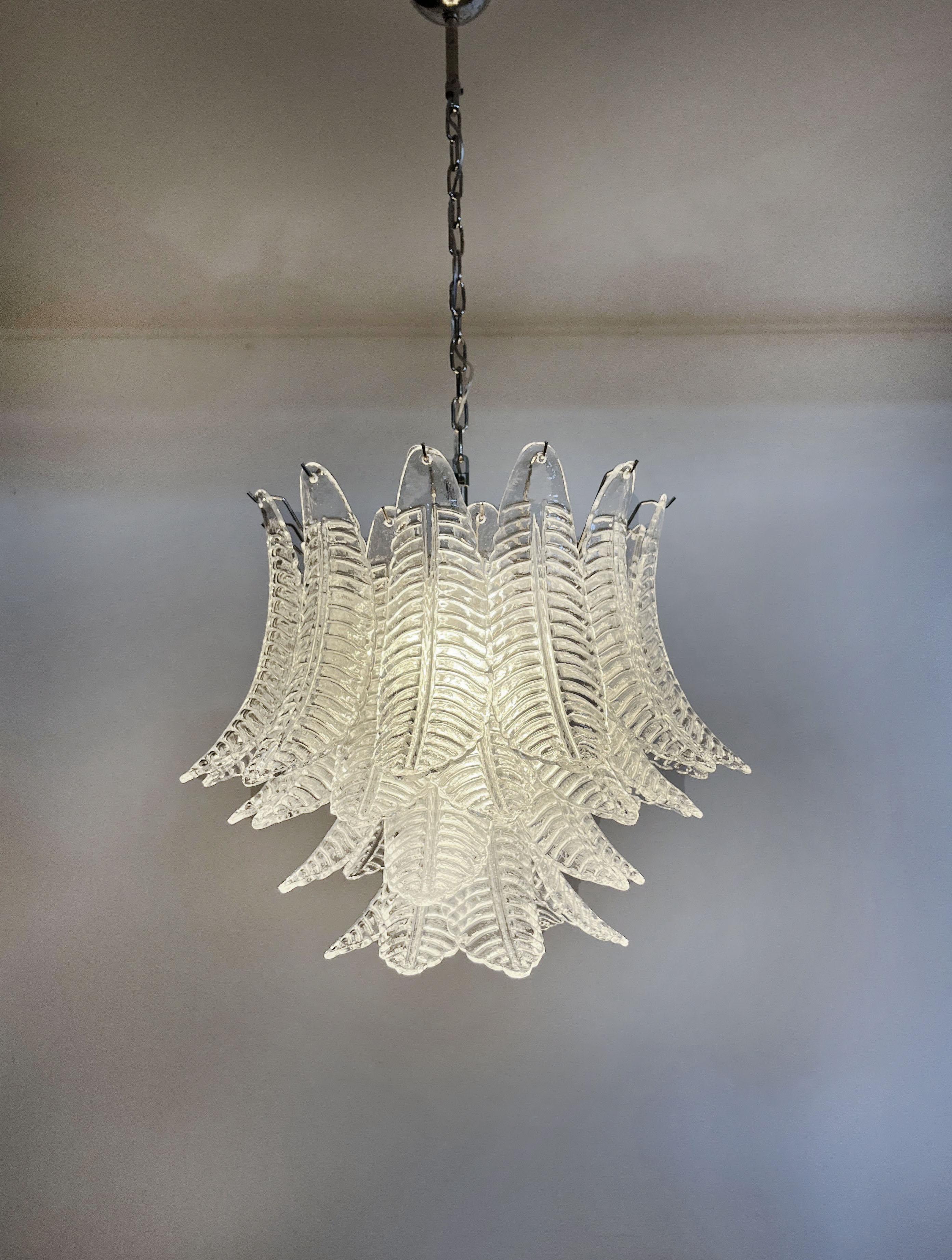 Late 20th Century Pair Italian Murano Chandeliers For Sale