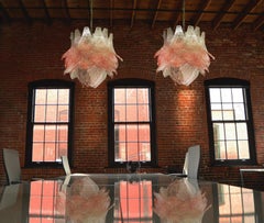 Pair of Italian Murano Chandeliers Pink Glasses