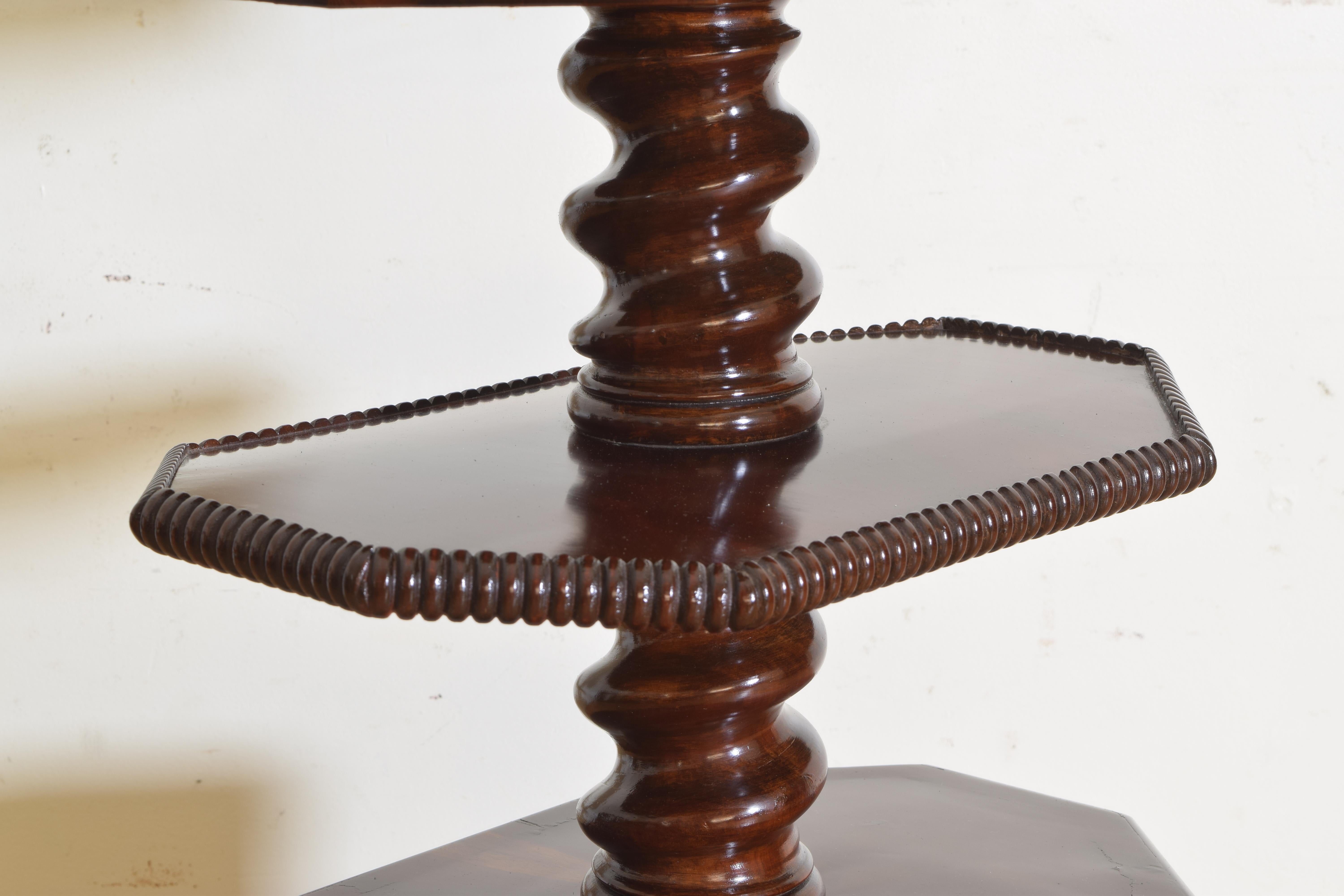 Pair of Italian, Naples, Mahogany 3-Tier Pedestal Cabinets, Mid-19th Century 7