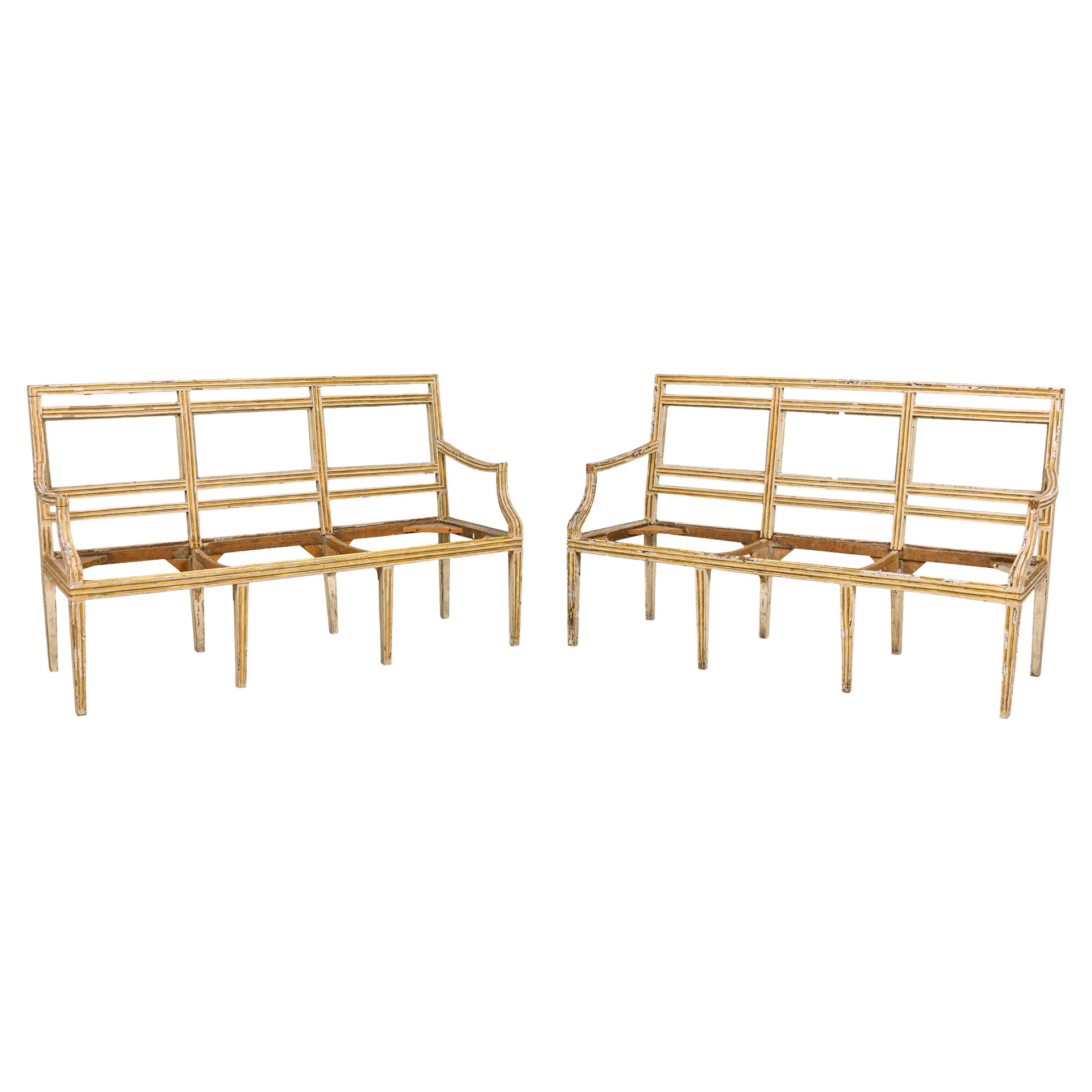 Pair Italian Neo-classic Settees 18th c unupholstered
