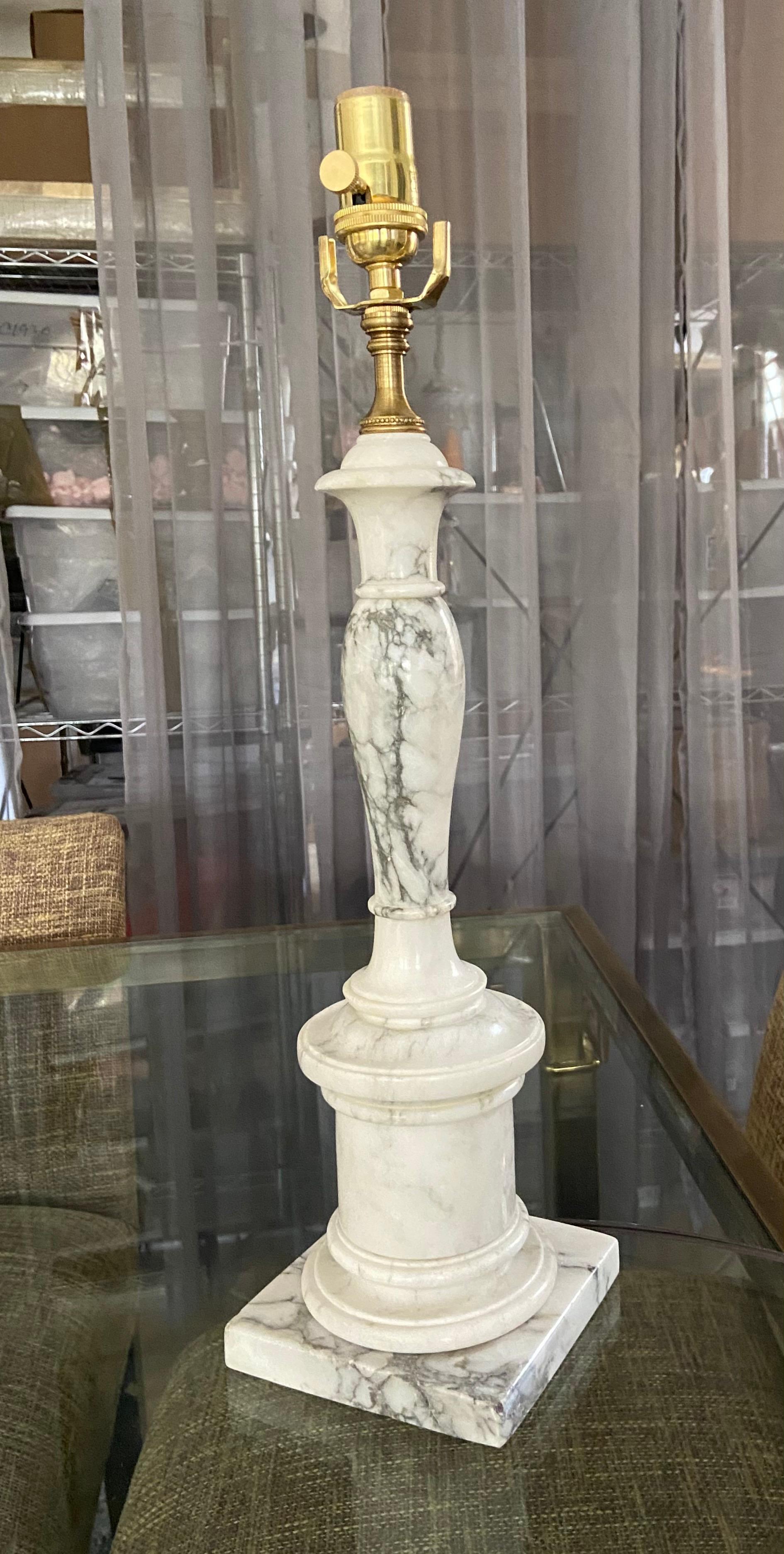 Pair of Italian Neoclassic Alabaster Table Lamps 6