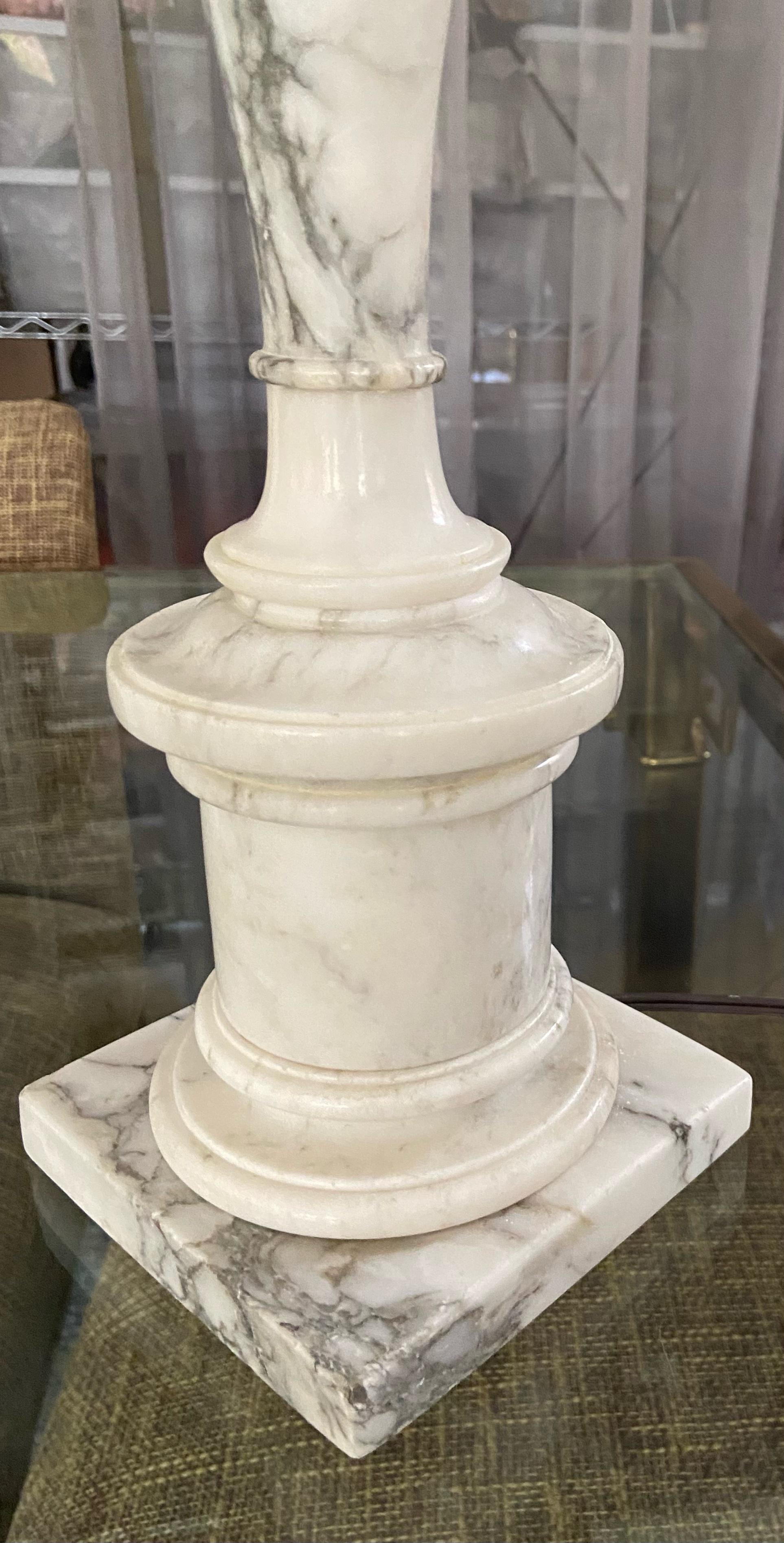 Pair of Italian Neoclassic Alabaster Table Lamps 9
