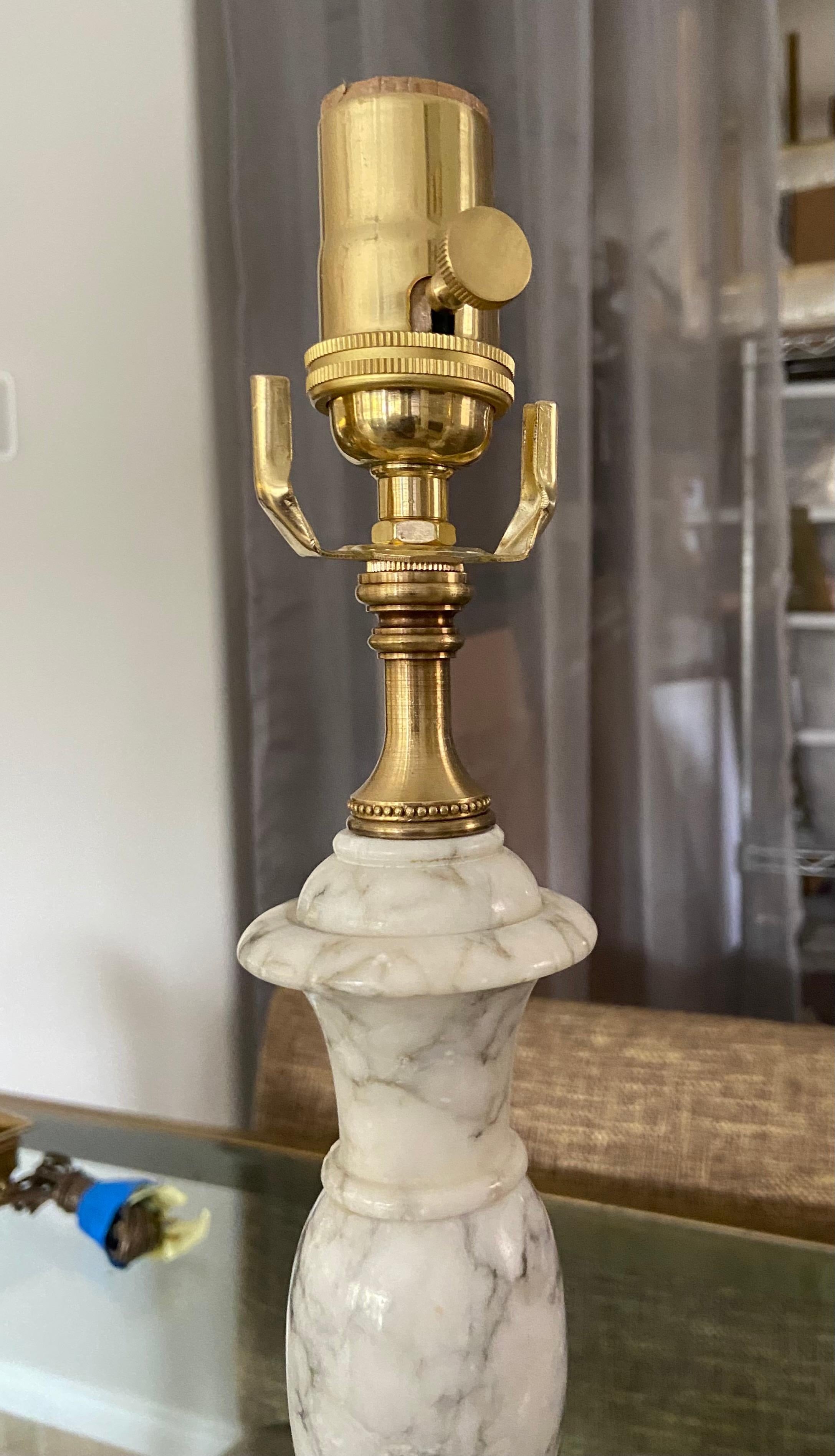 Pair of Italian Neoclassic Alabaster Table Lamps 10