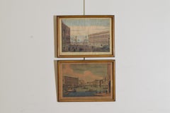 Pair Italian Neoclassic Hand Colored Engravings, Venezia, Published London, 1818