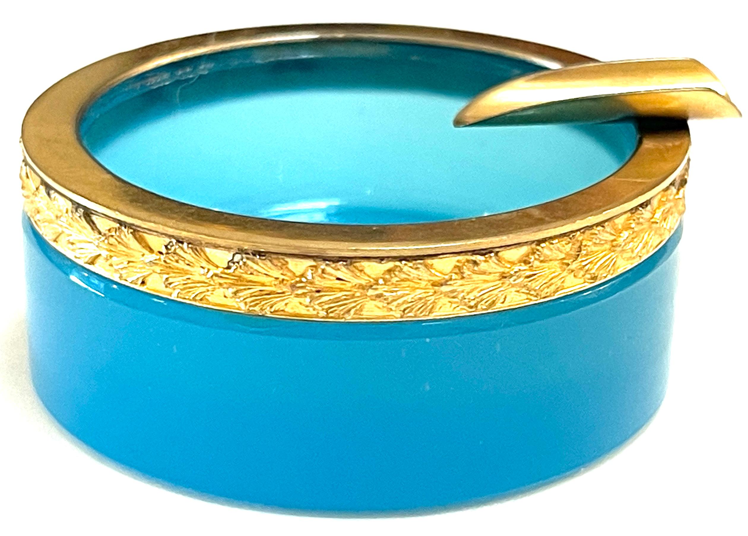 Neoclassical Pair Italian Neoclassic Ormolu & Blue Opaline Diminutive Ashtrays/ Portacenere For Sale