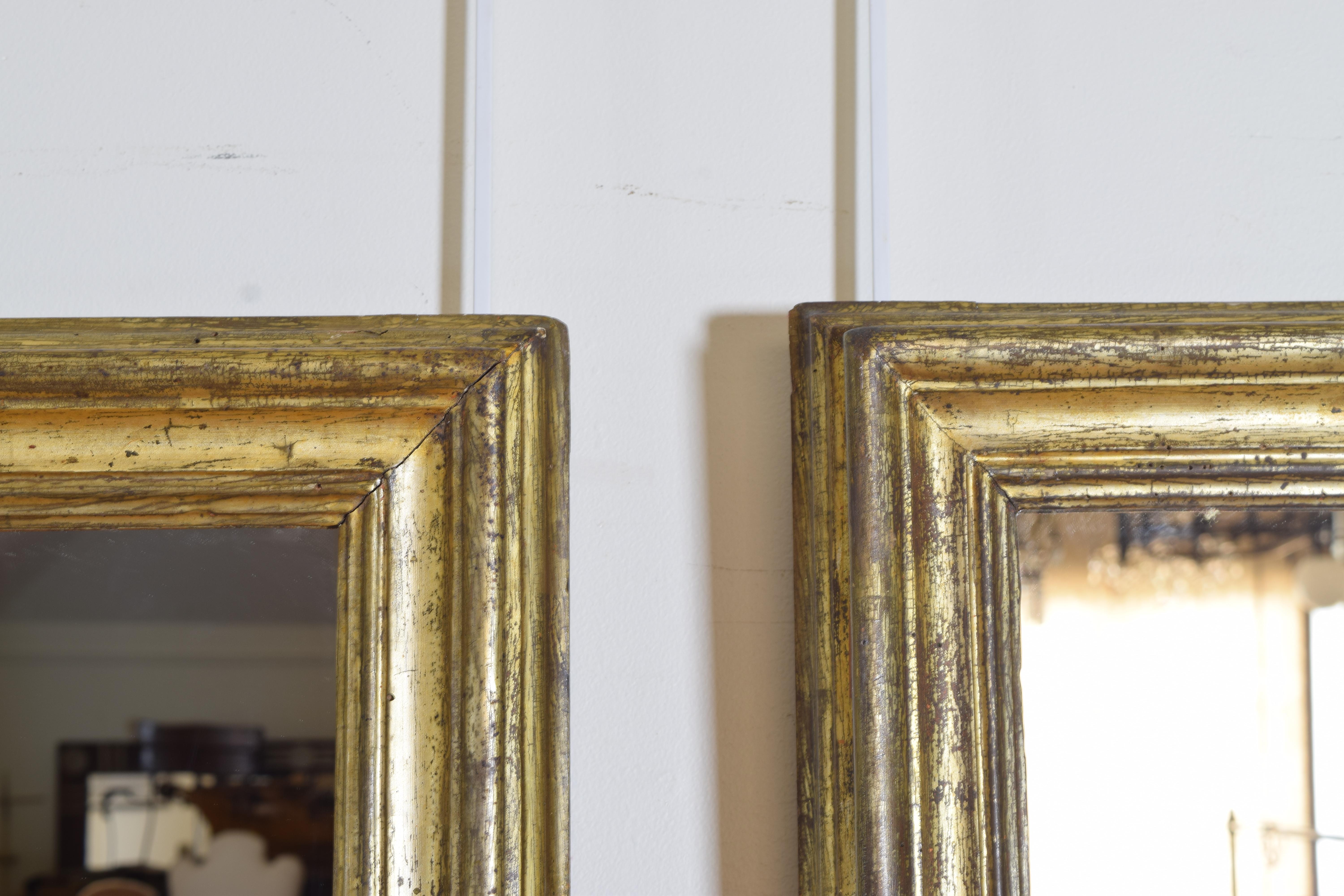 Italian Neoclassic Silver Gilt Mirrors, Second Quarter of the 19th Century, Pair In Good Condition In Atlanta, GA