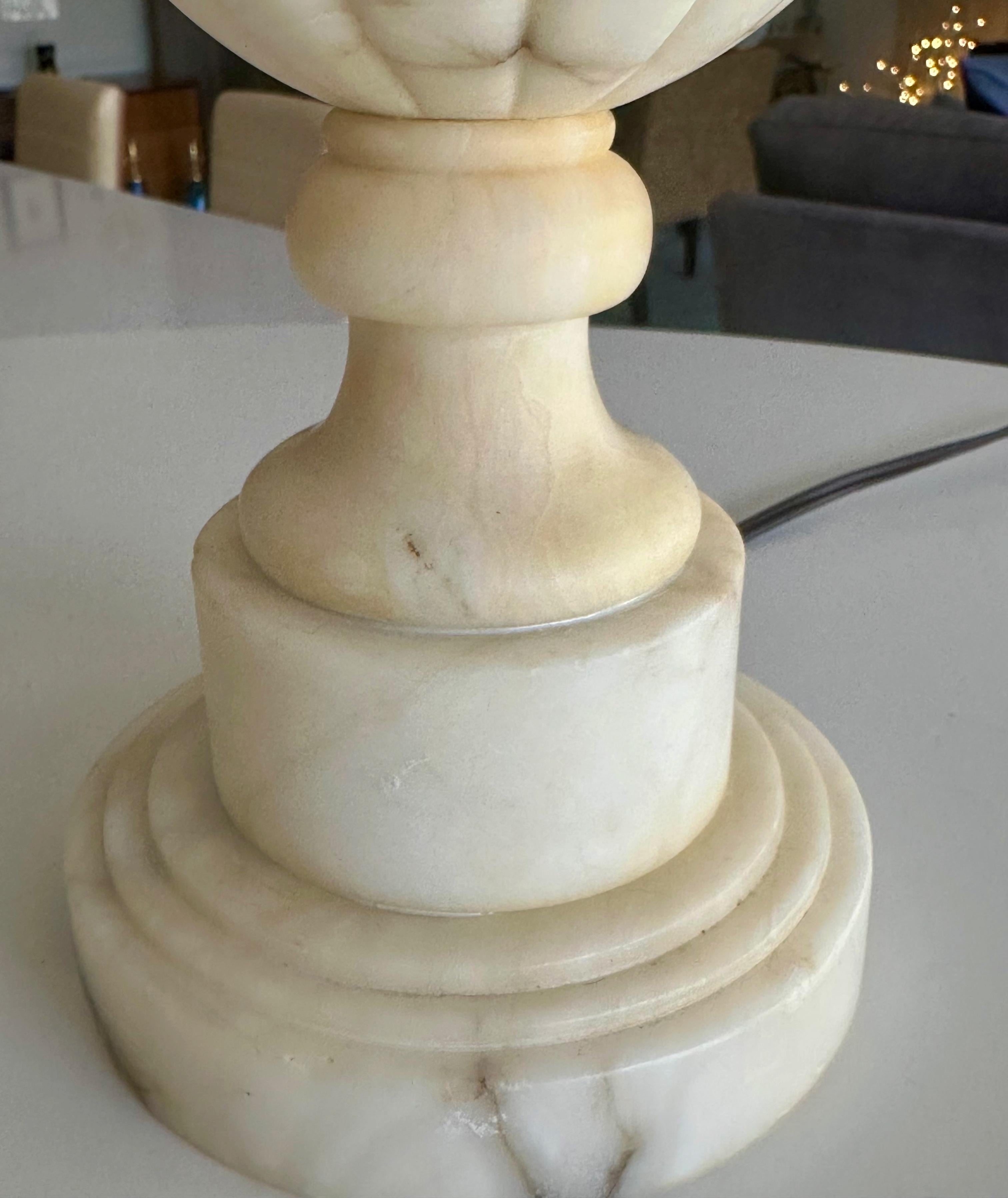 Pair Italian Neoclassic Urn Alabaster Table Lamps 8